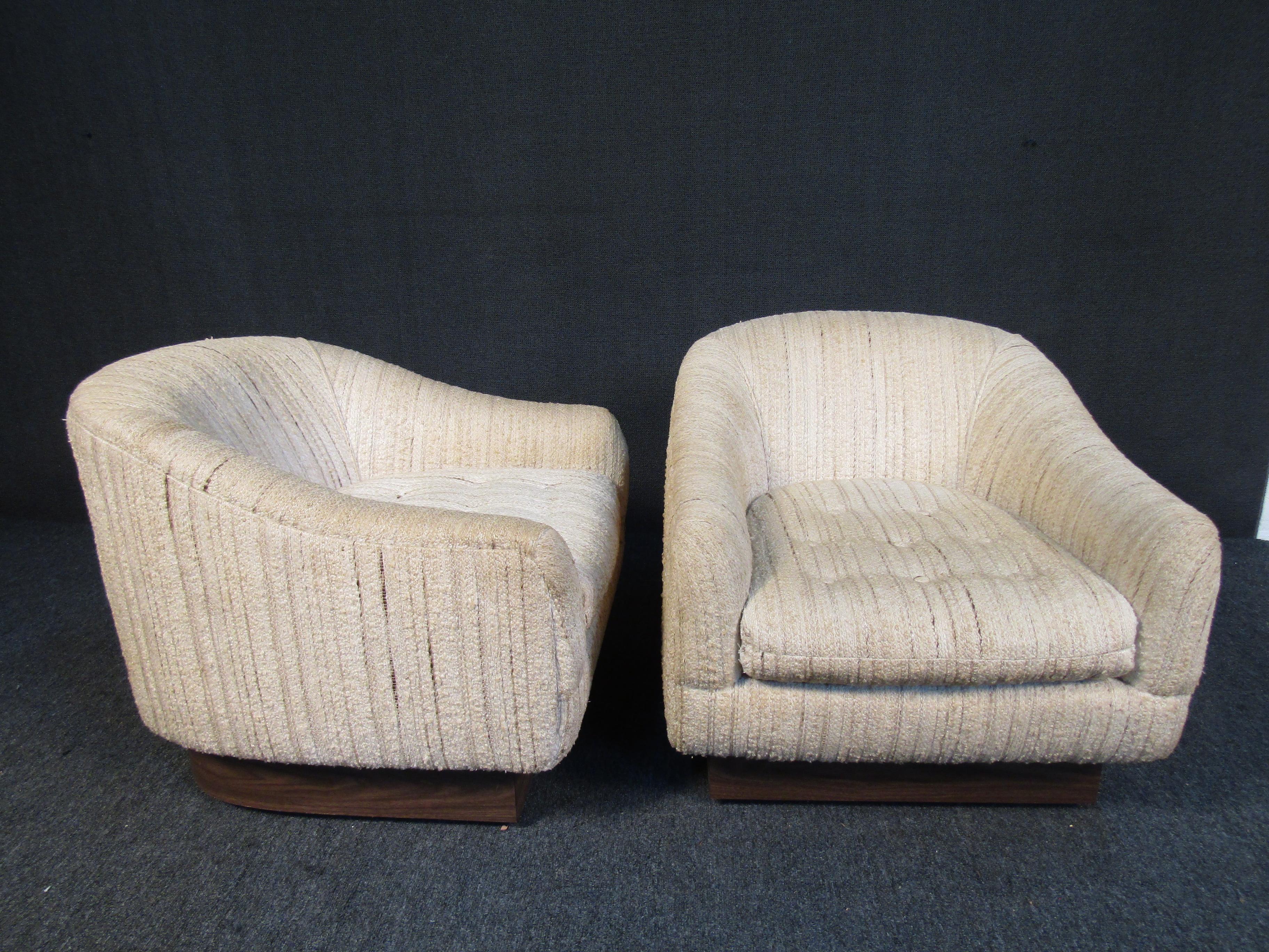 Mid-Century Modern Upholstered Club Chairs 7