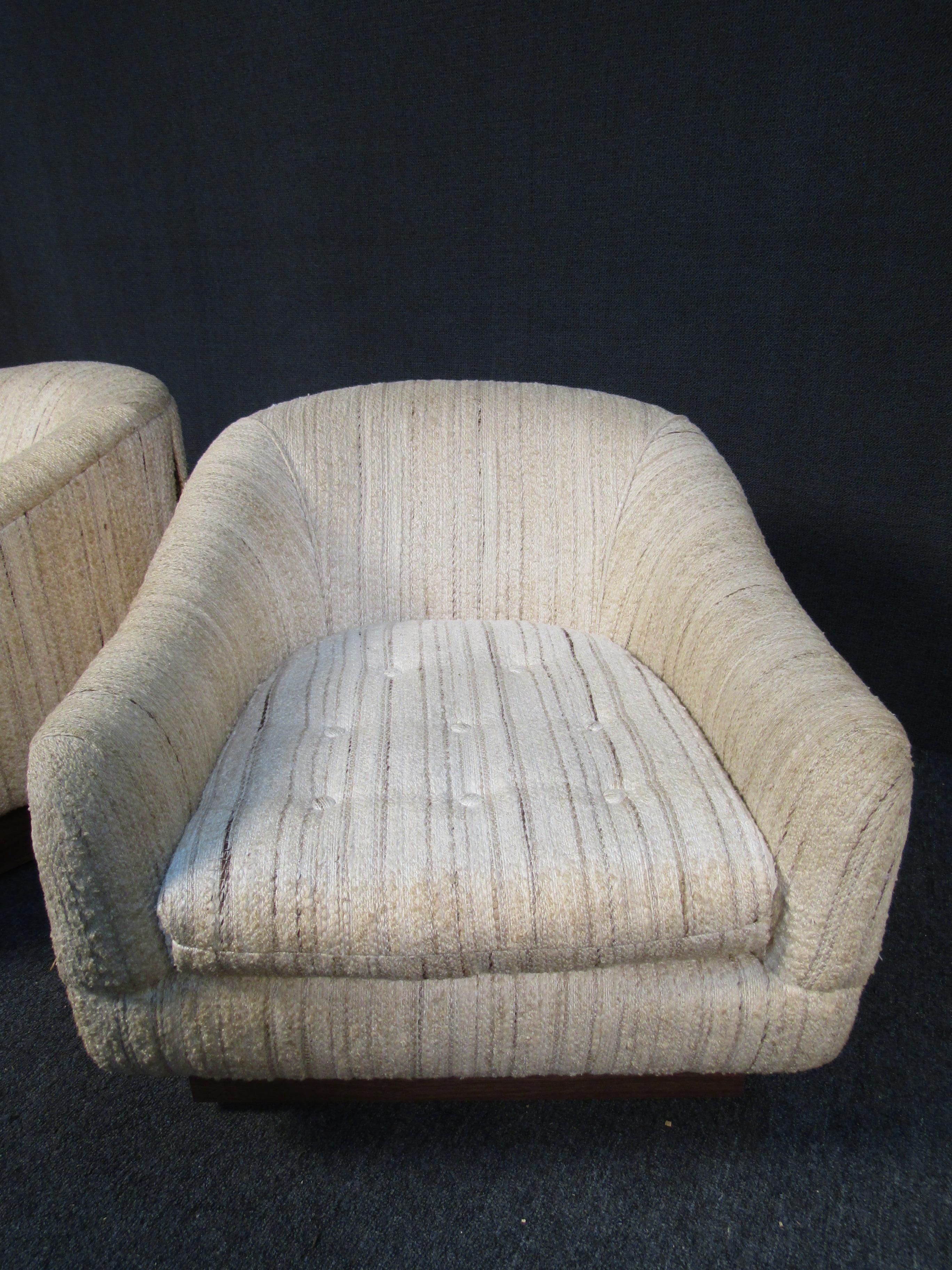 Mid-Century Modern Upholstered Club Chairs 12