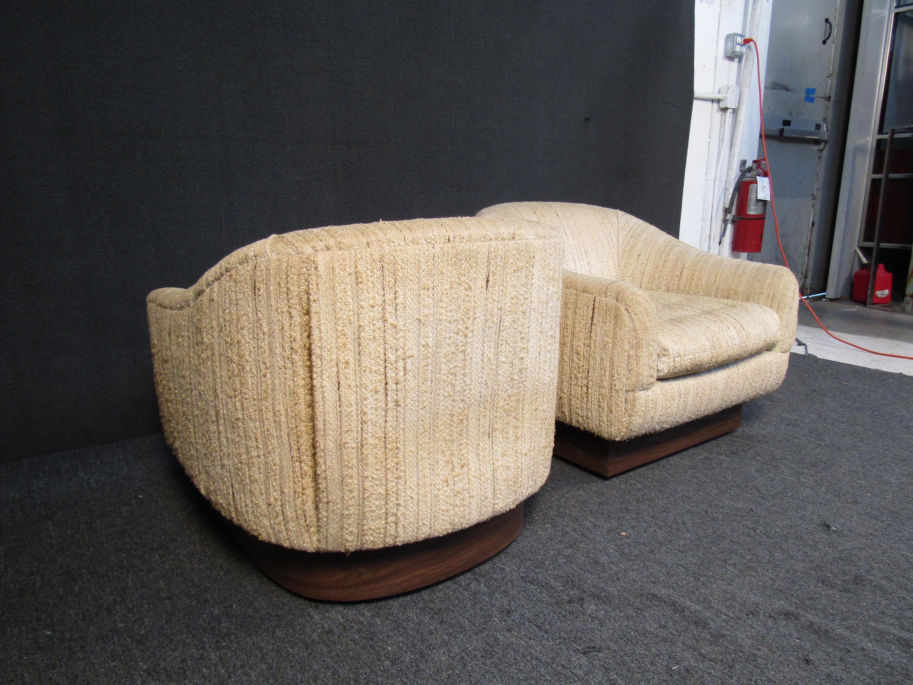 Mid-Century Modern Upholstered Club Chairs 2