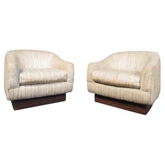 Mid-Century Modern Upholstered Club Chairs
