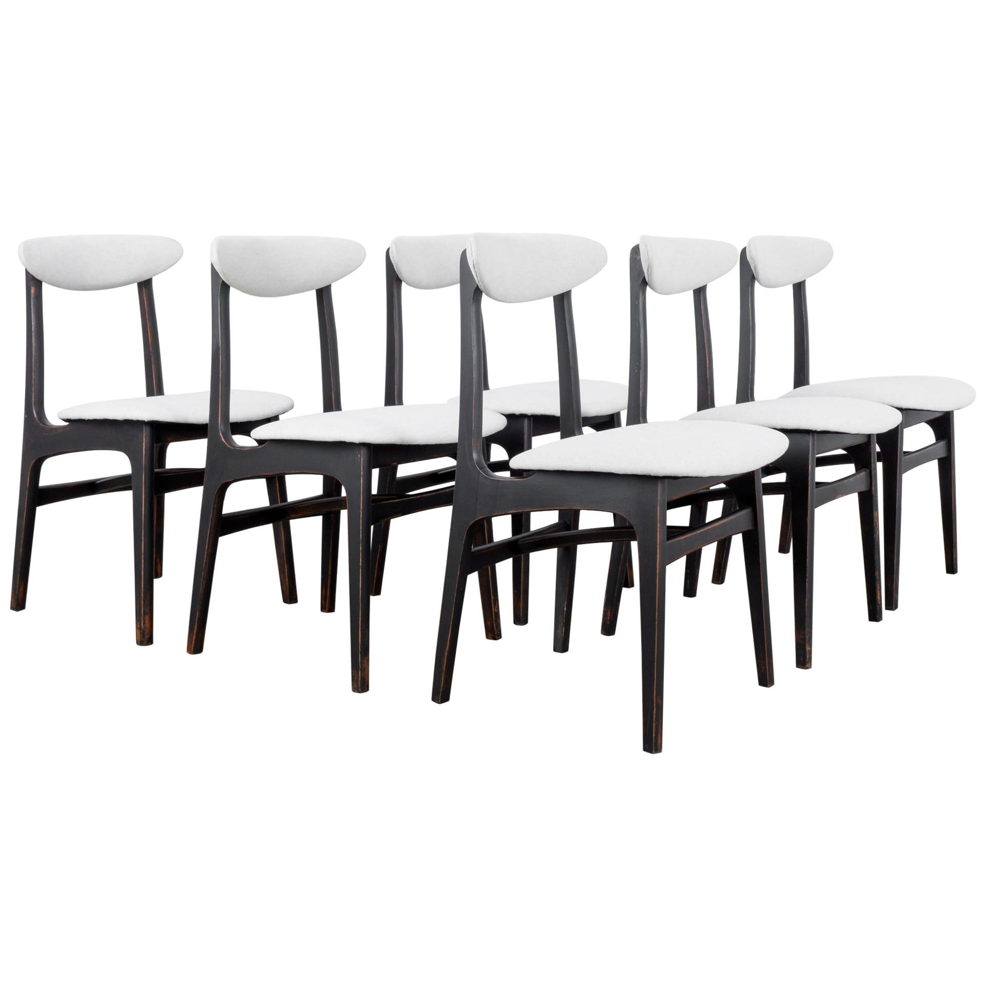 Mid-Century Modern Upholstered Dining Chairs, Set of Six