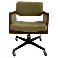 Vintage Mid-Century Modern Upholstered Executive Armchair By Robert John