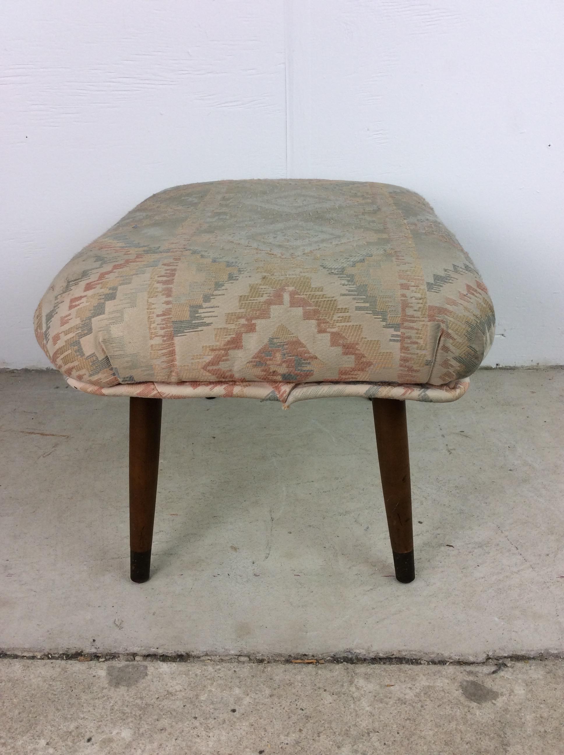 Mid Century Modern Upholstered Footstool with Tapered Legs For Sale 3