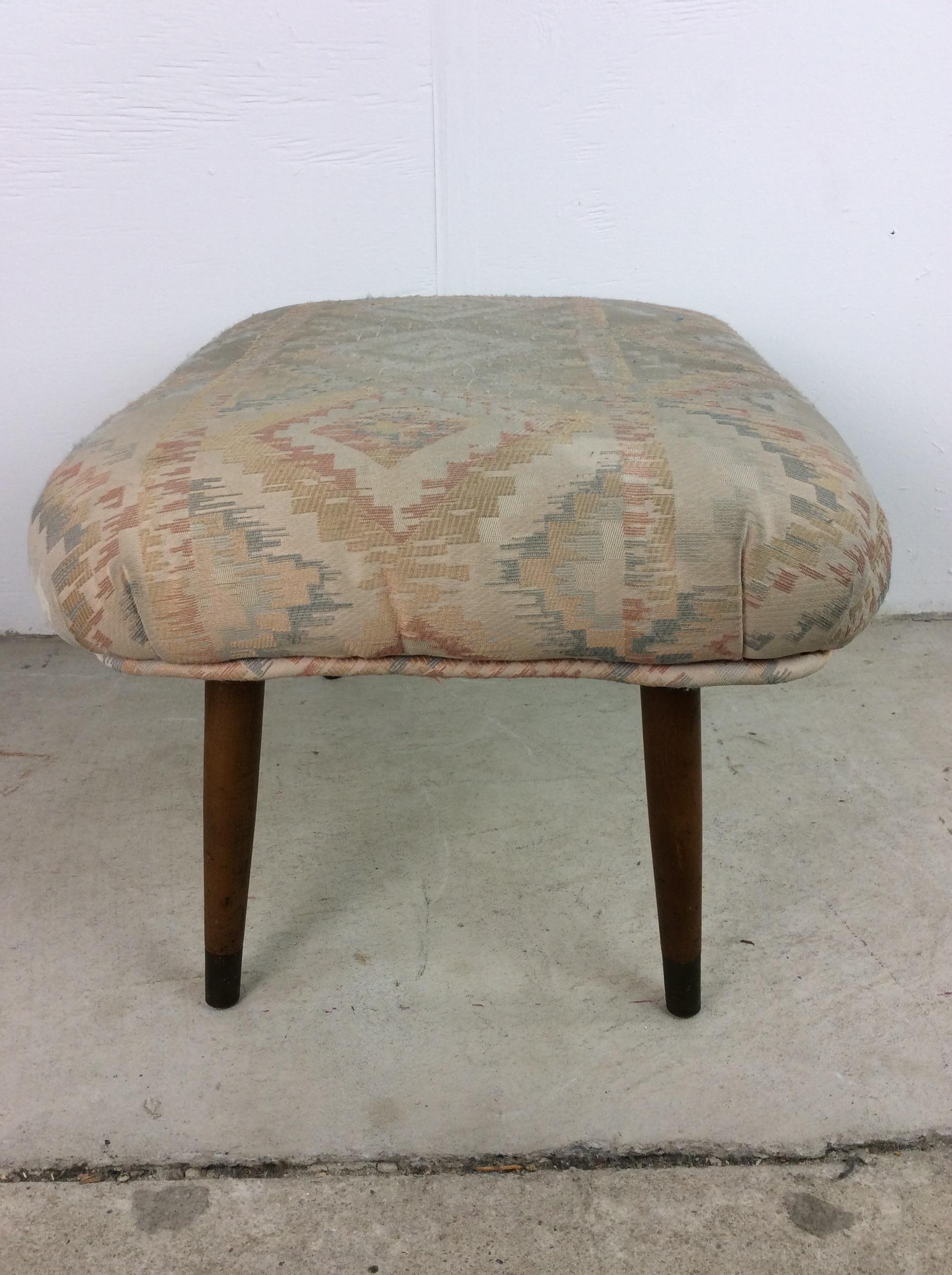 20th Century Mid Century Modern Upholstered Footstool with Tapered Legs For Sale