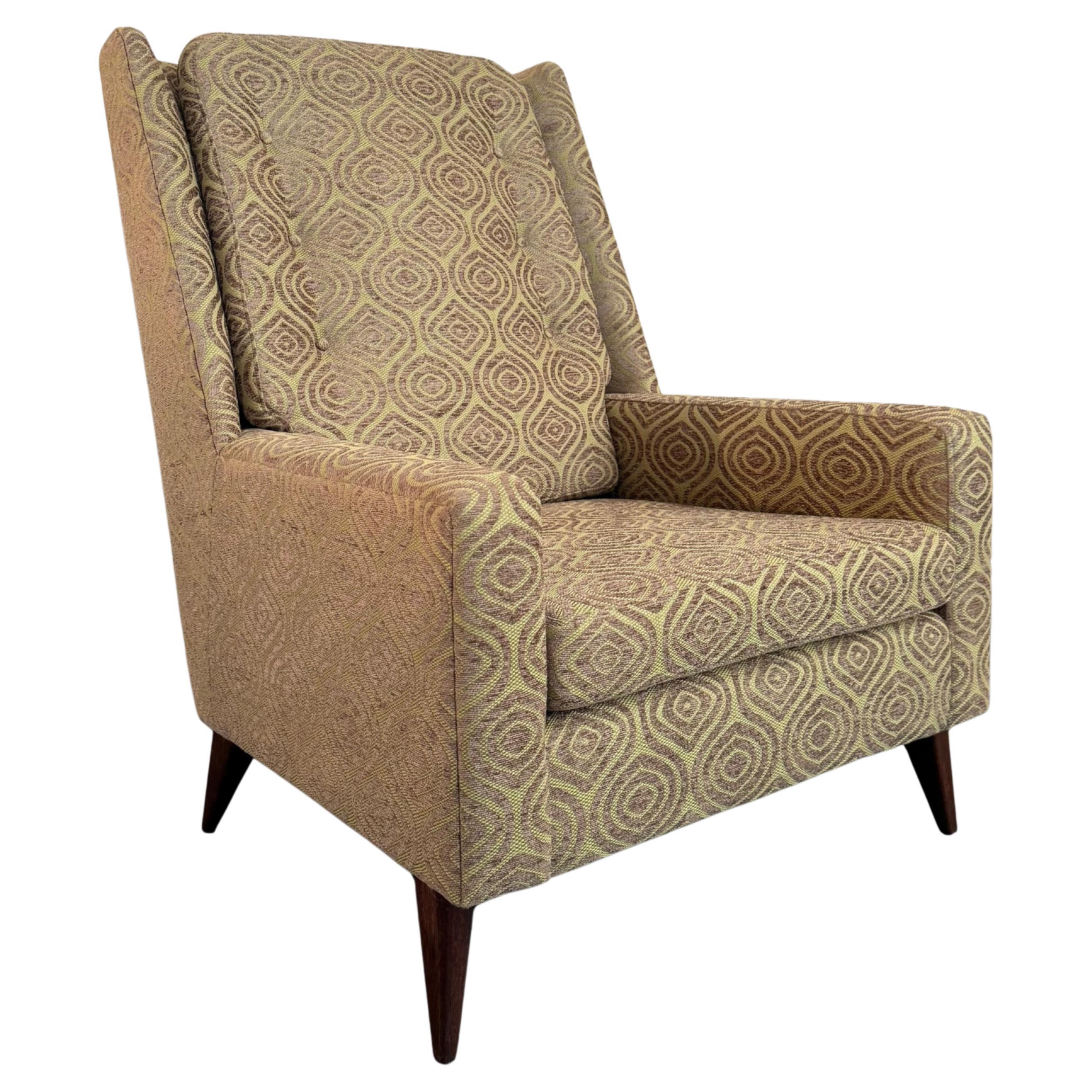 Mid-Century Modern Upholstered High Back Lounge Chair For Sale