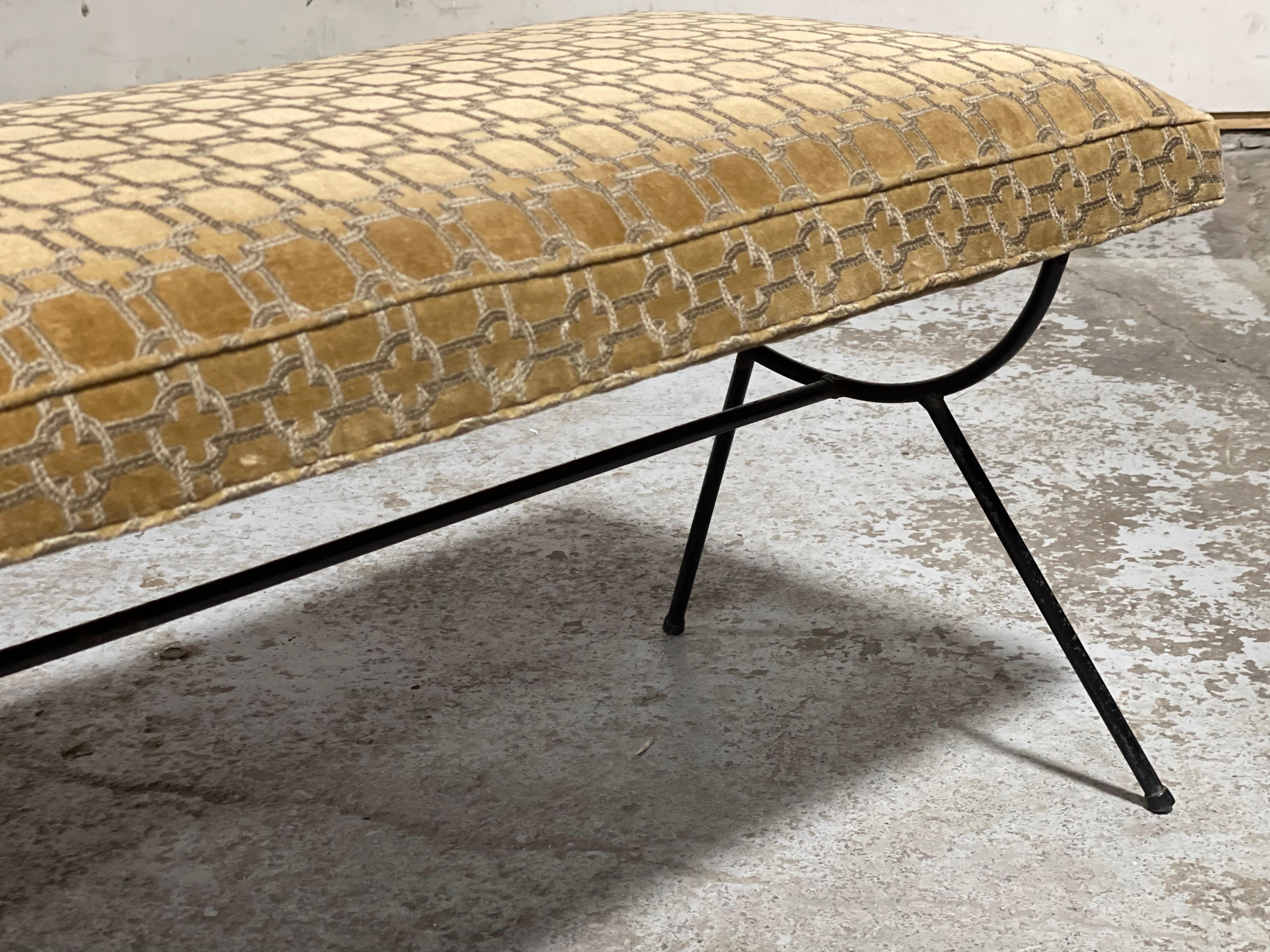 Mid-Century Modern Upholstered Iron Bench by Frank & Sons  2
