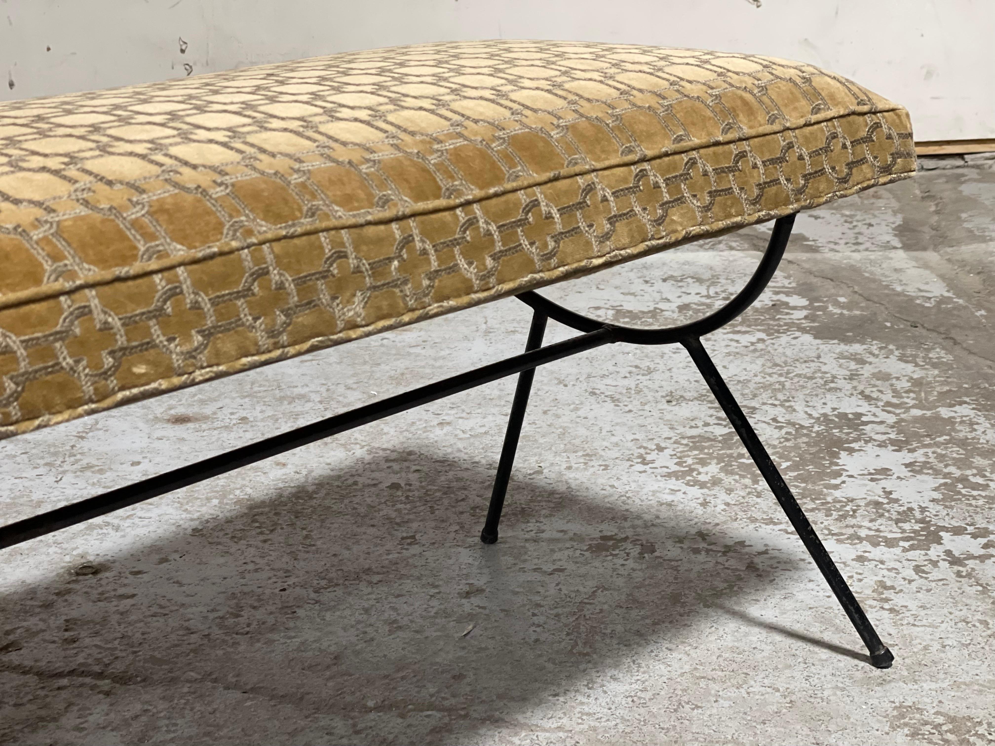 Mid-Century Modern Upholstered Iron Bench by Frank & Sons  4