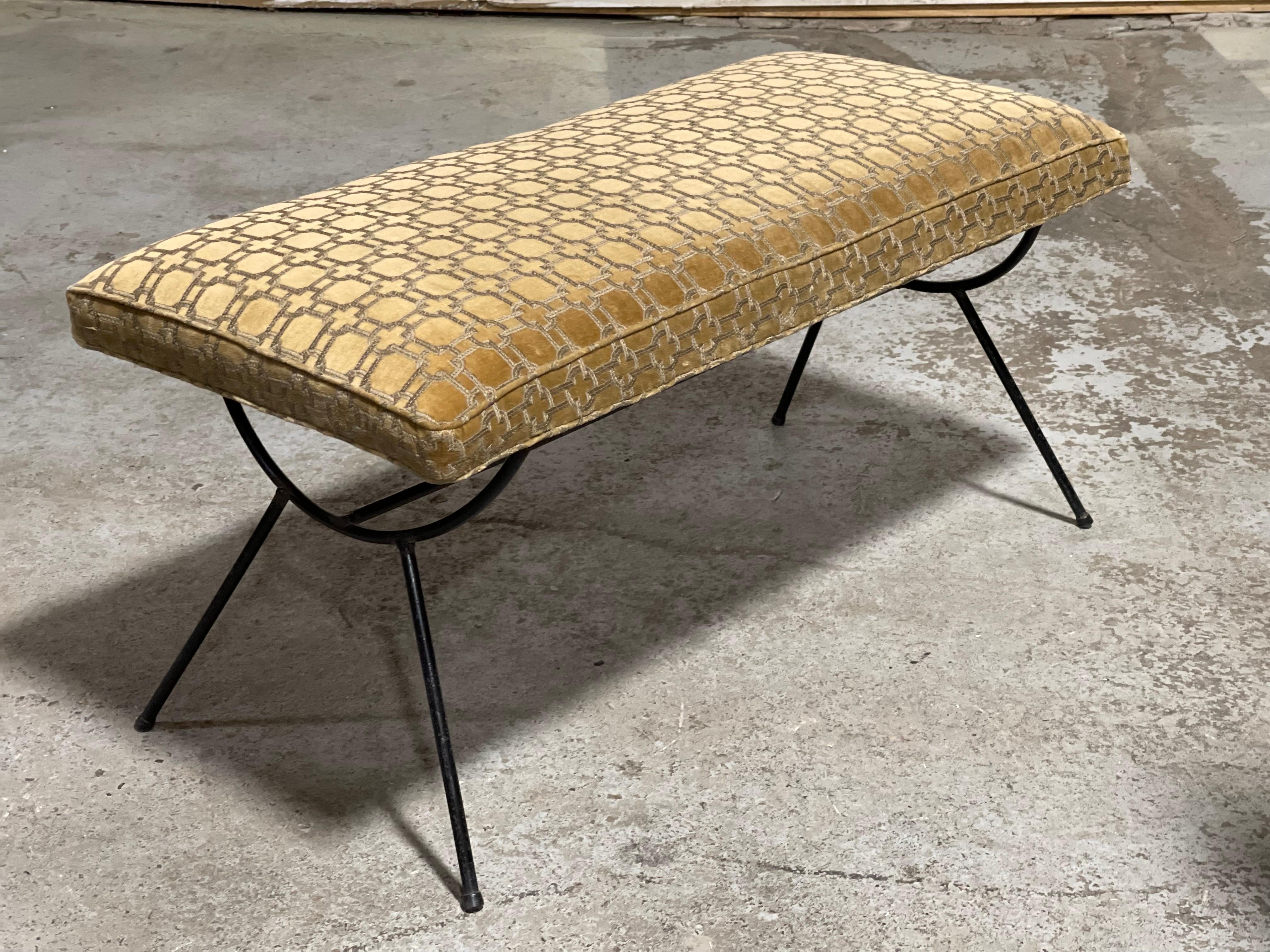 Mid-Century Modern Upholstered Iron Bench by Frank & Sons  5
