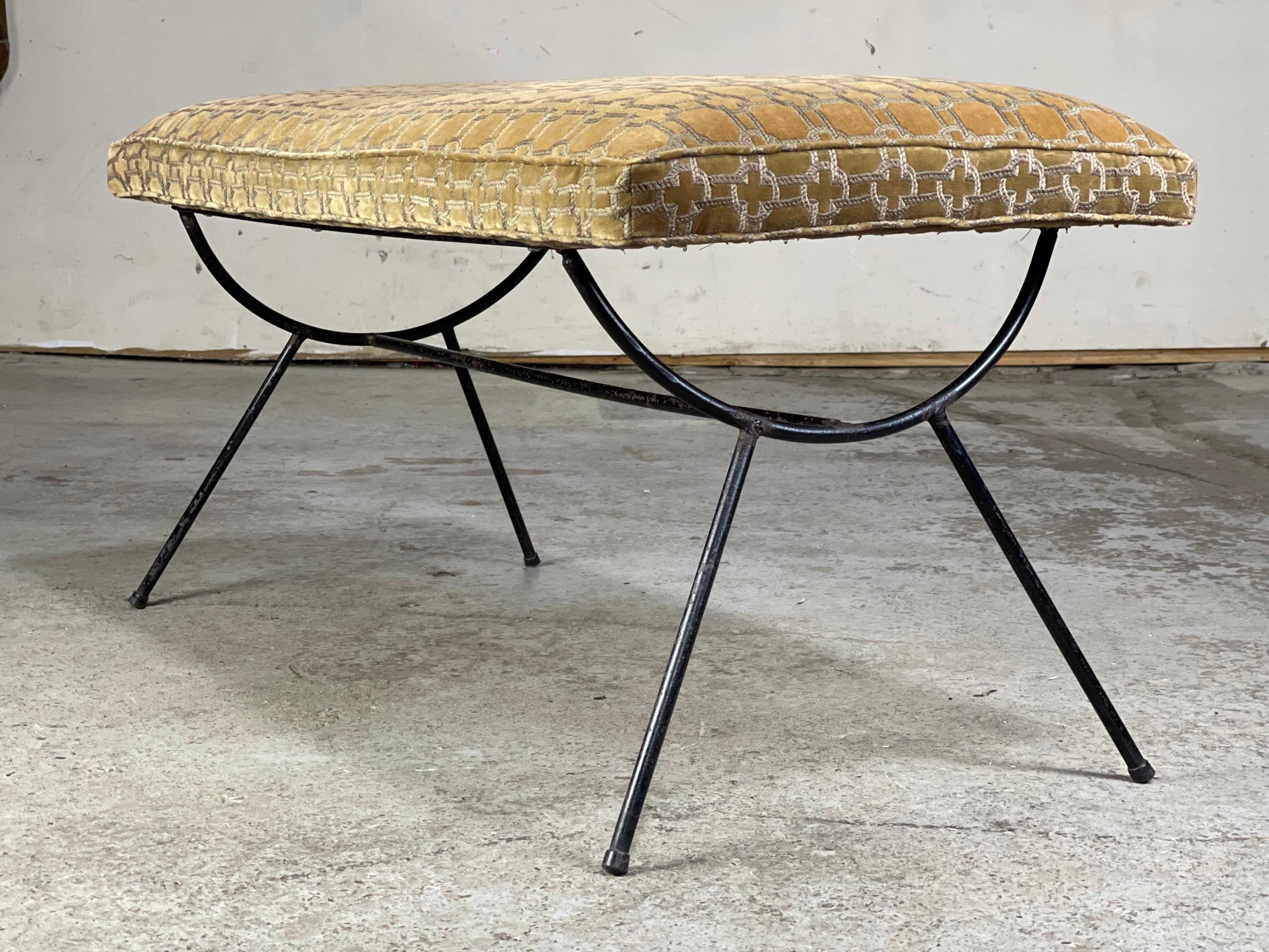 Mid-Century Modern Upholstered Iron Bench by Frank & Sons  7