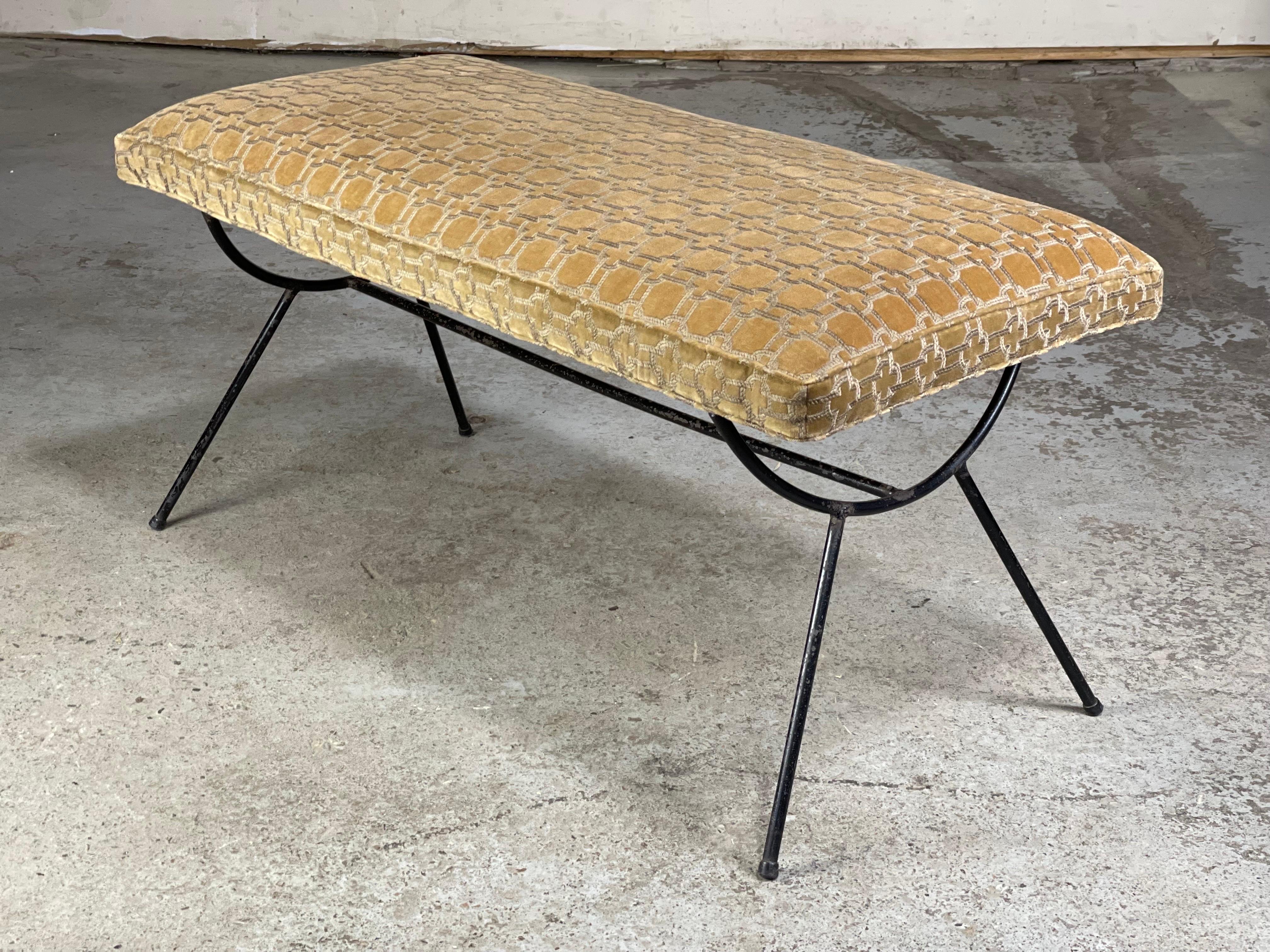 Mid-Century Modern Upholstered Iron Bench by Frank & Sons  8