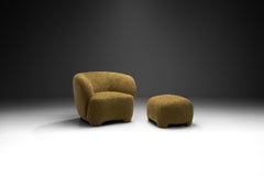 Mid-Century Modern Upholstered Lounge Chair and Ottoman, Denmark ca 1950s