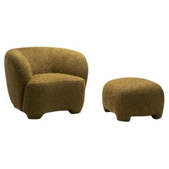 Silla y otomana tapizadas, Dinamarca, mediados del siglo XX, ca. 1950