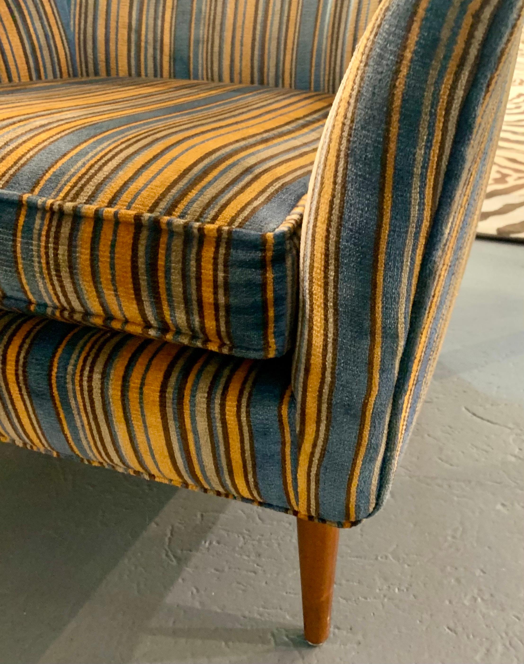 Mid-Century Modern Upholstered Lounge Chair Jack Lenor Larsen Fabric 1