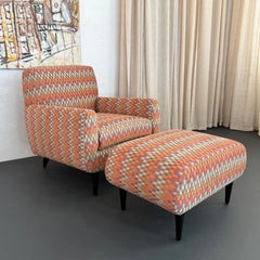 Chaise longue et ottomane en bois de style moderne du milieu du siècle