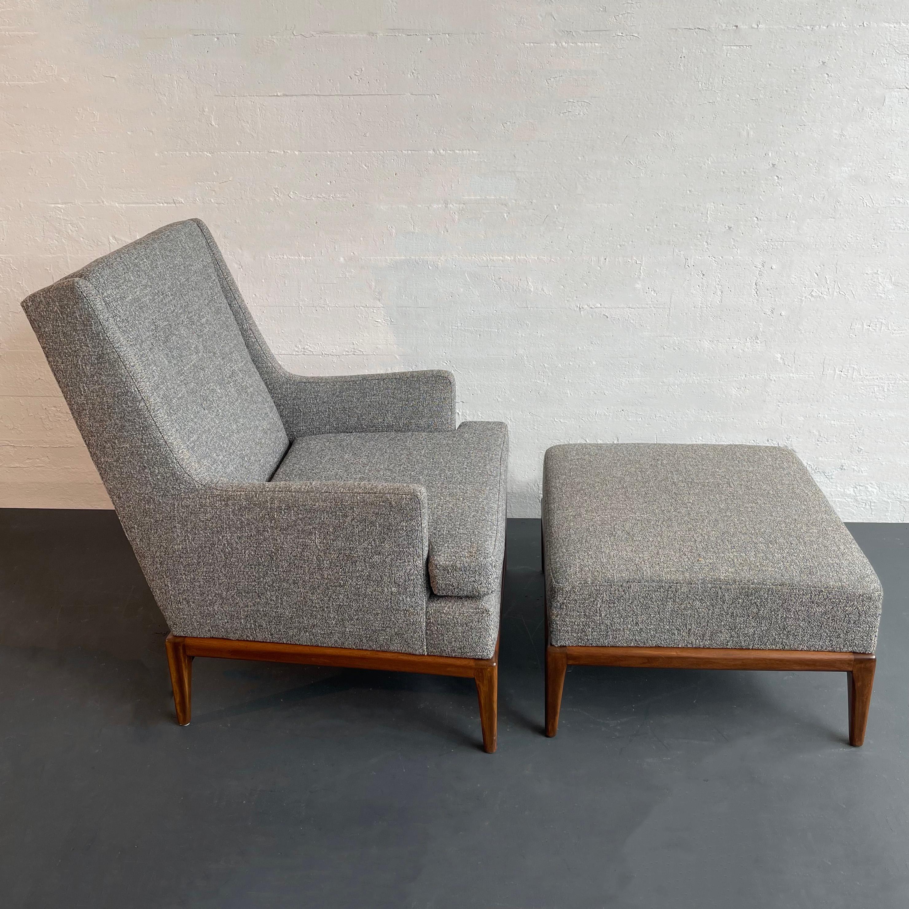20th Century Mid-Century Modern Upholstered Lounge Chair With Ottoman For Sale
