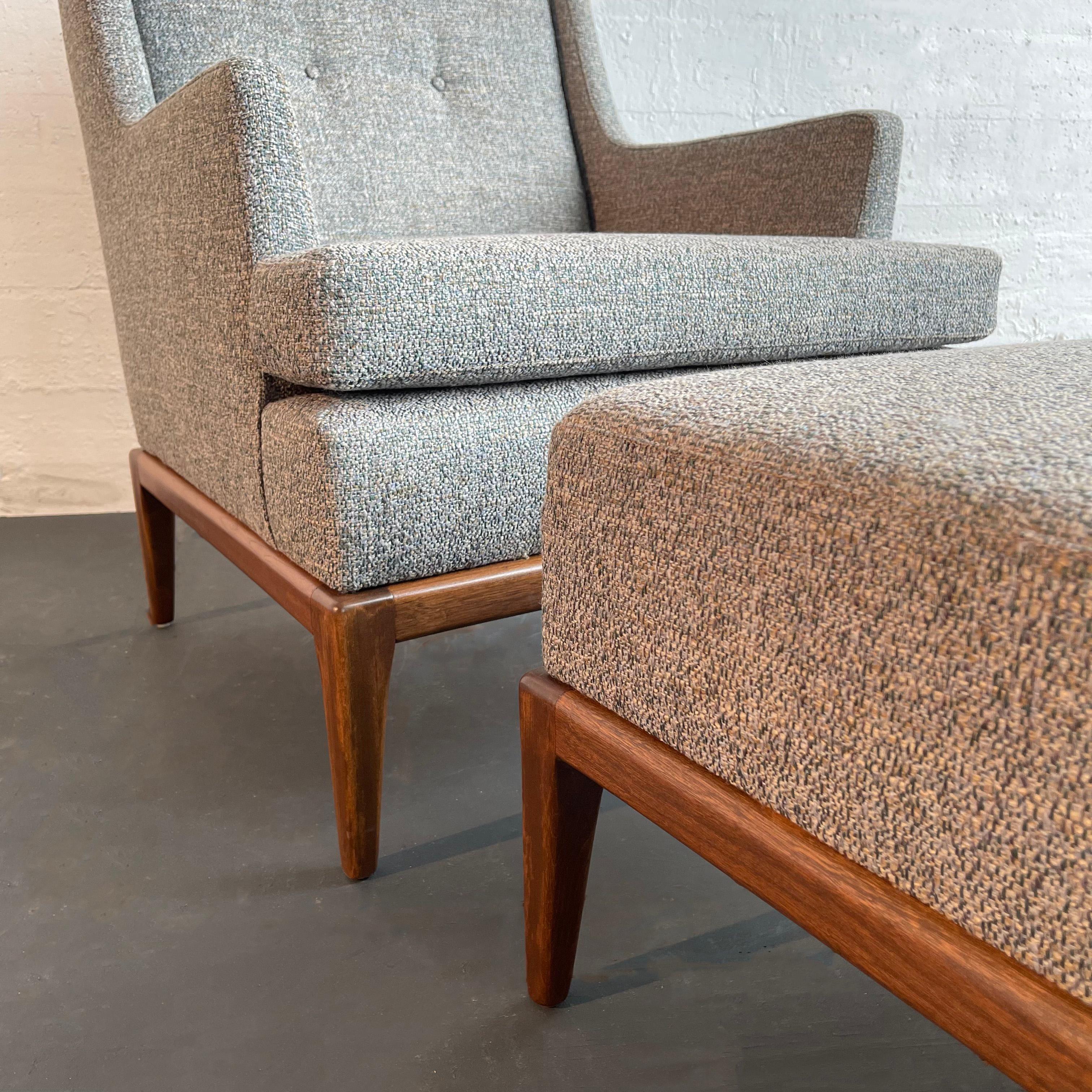 Mid-Century Modern Upholstered Lounge Chair With Ottoman For Sale 1