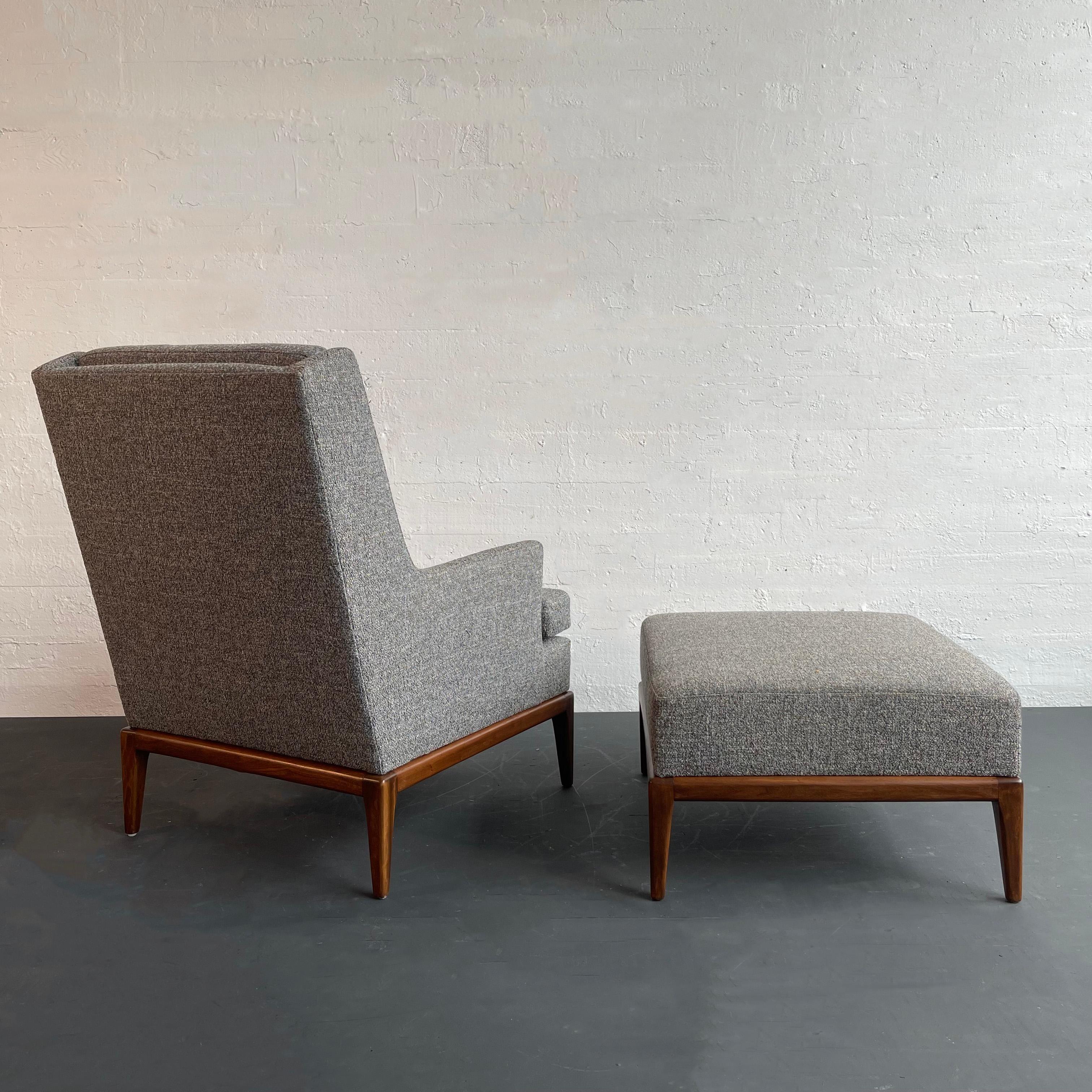 Mid-Century Modern Upholstered Lounge Chair With Ottoman For Sale 2