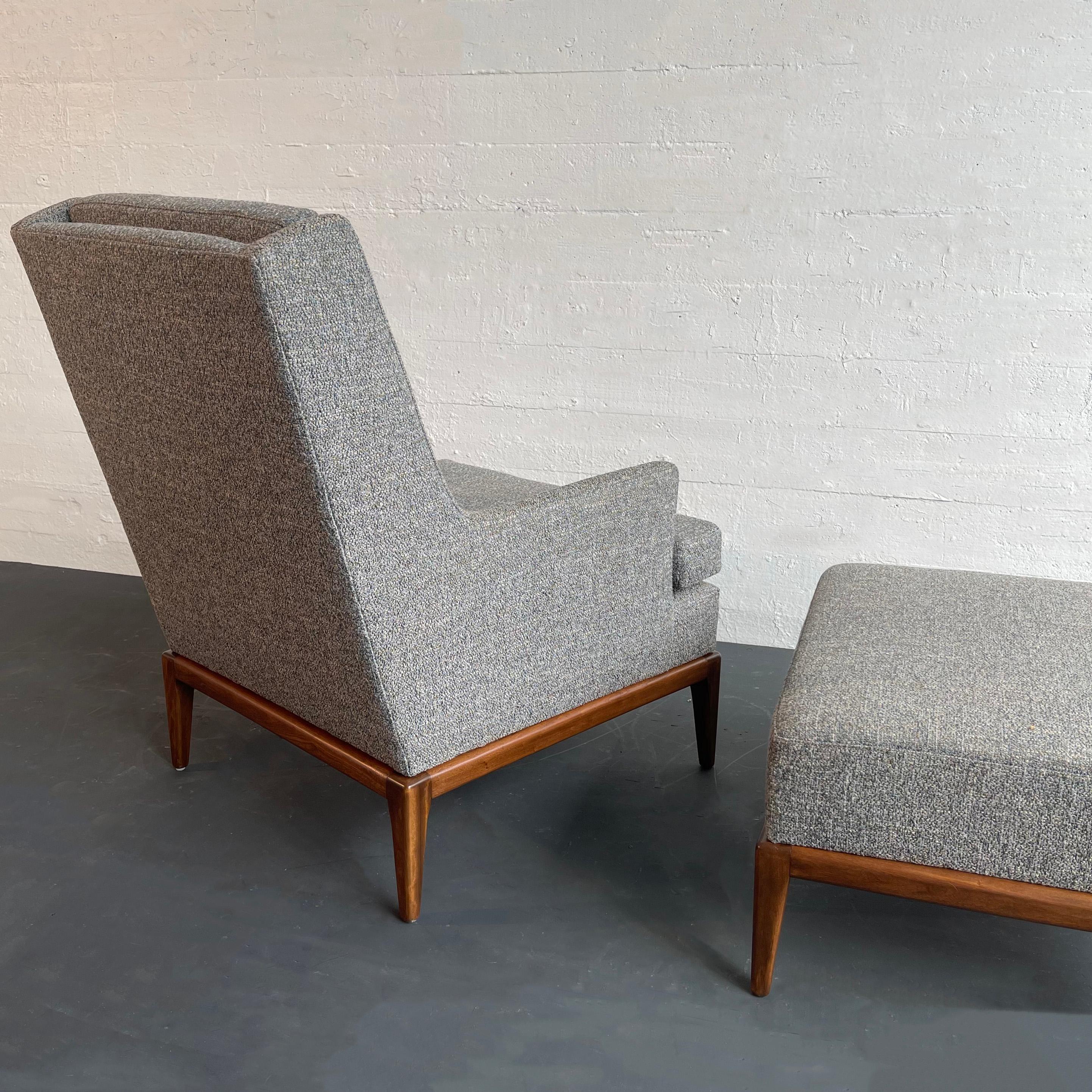 Mid-Century Modern Upholstered Lounge Chair With Ottoman For Sale 3