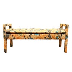 Mid-Century Modern Upholstered Parsons Style Bench or Ottoman