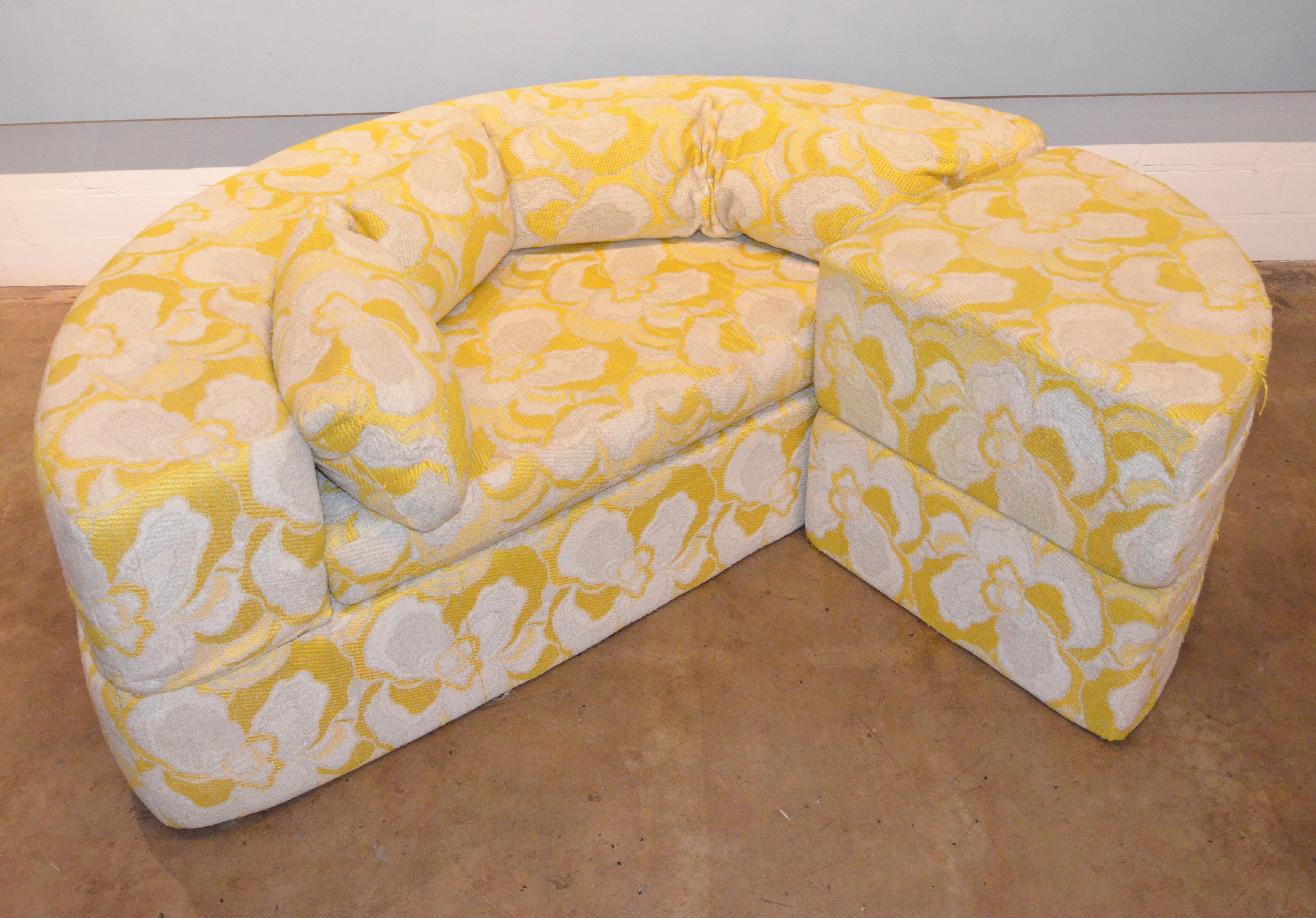 Mid-Century Modern Upholstered Round Sleeper Sofa/ Chaise/ Lounger with Bolsters 2