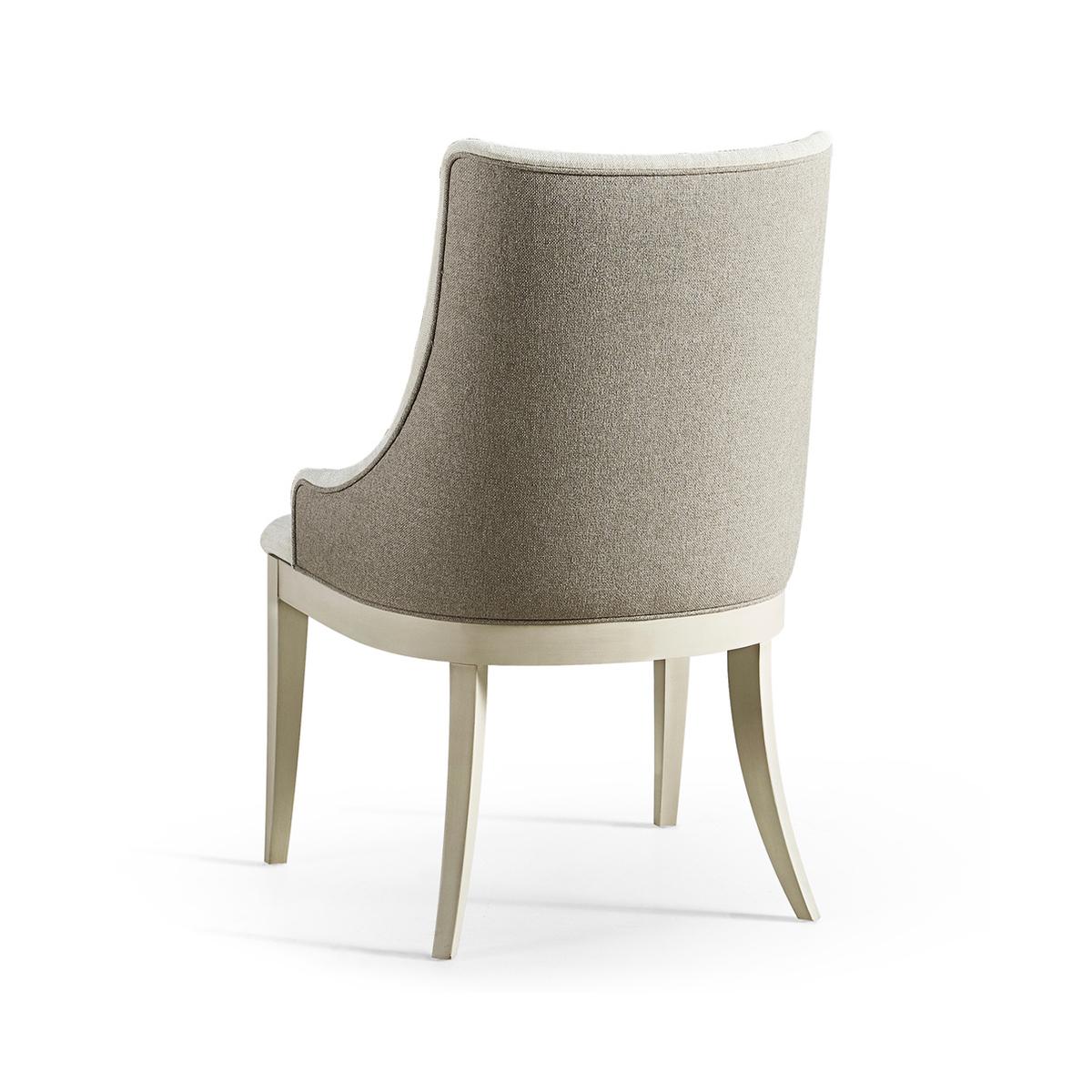 Mid-Century Modern Mid Century Modern Upholstered Side Chair, Light Mist For Sale