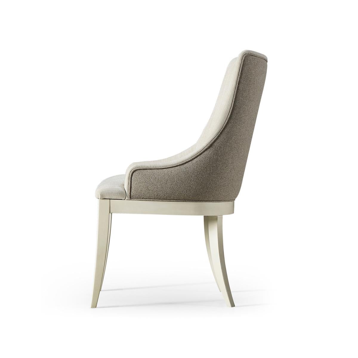 Vietnamese Mid Century Modern Upholstered Side Chair, Light Mist For Sale