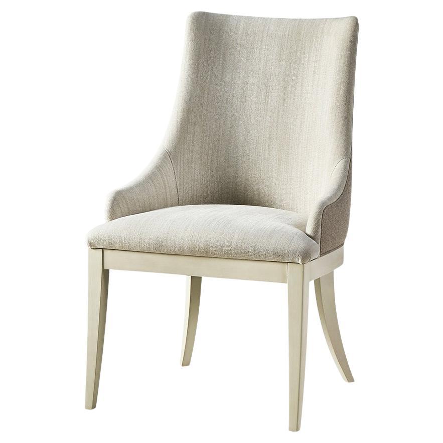Mid Century Modern Upholstered Side Chair, Light Mist For Sale