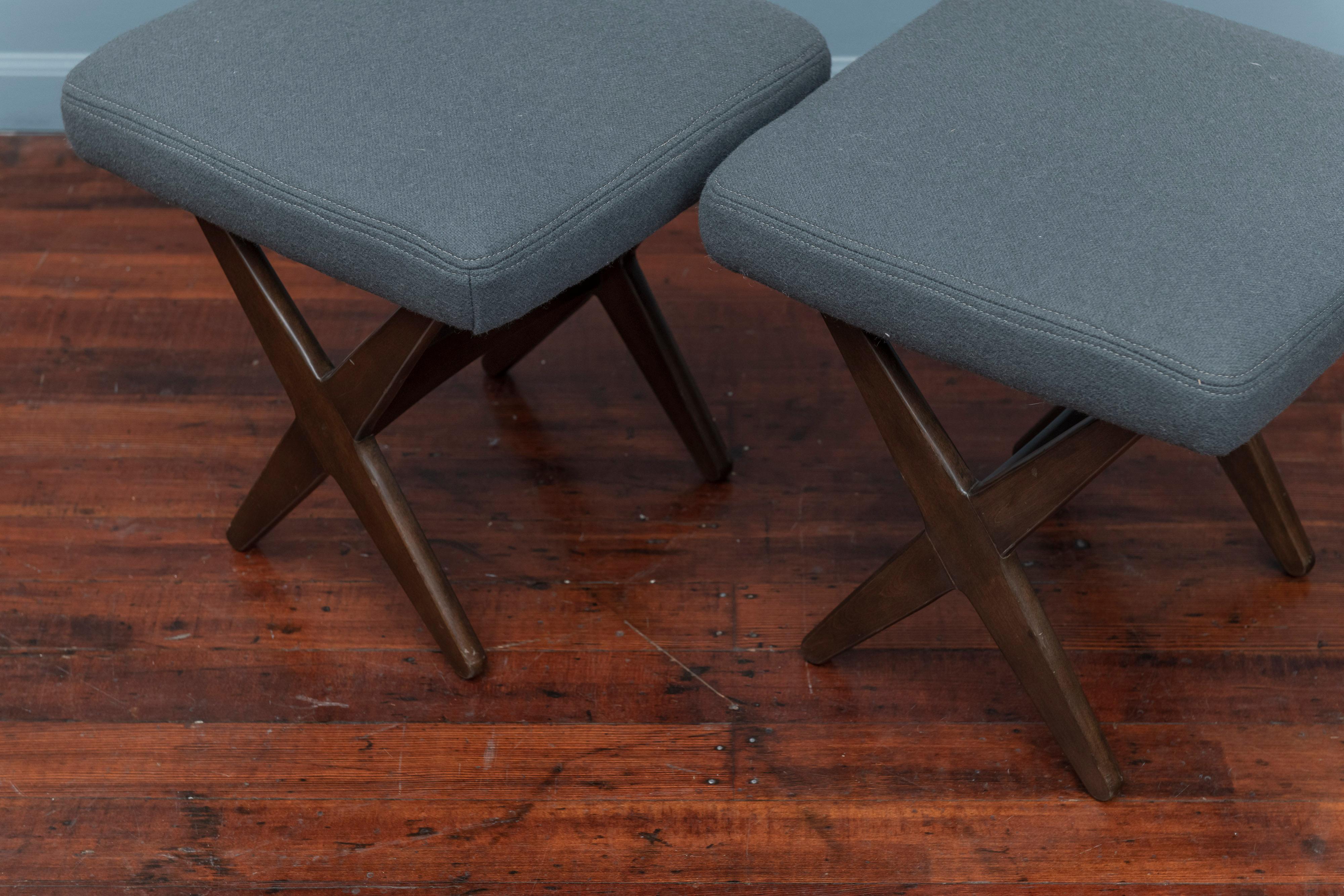 Folke Ohlsson for DUX Upholstered Stools In Good Condition In San Francisco, CA