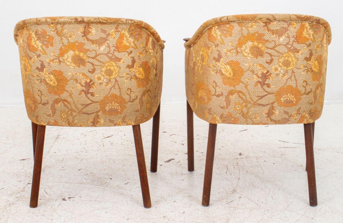 Mid-Century Modern Upholstered Walnut Arm Chairs 1