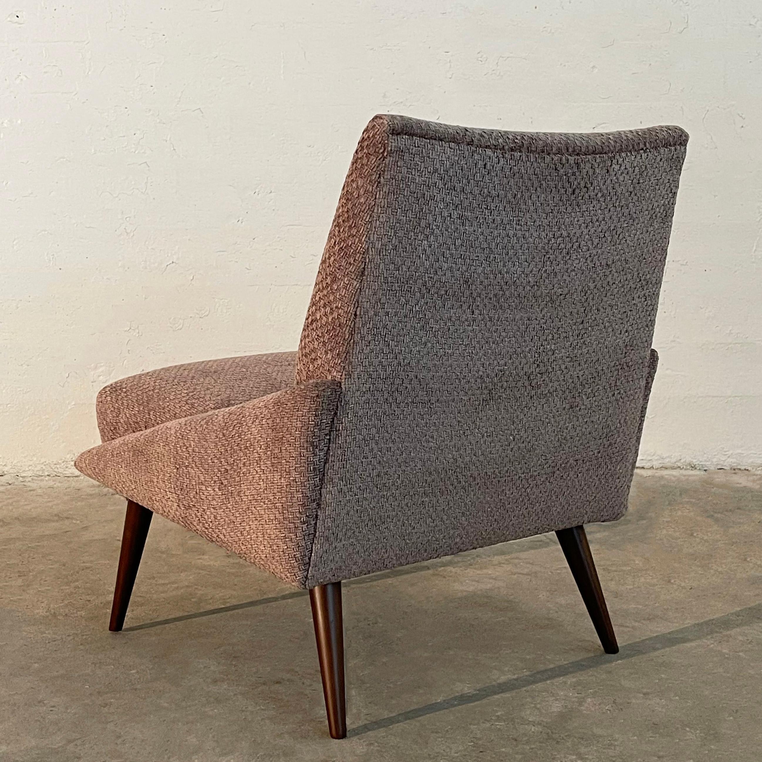 20th Century Mid-Century Modern Upholstered  Walnut Slipper Chair By Kroehler For Sale