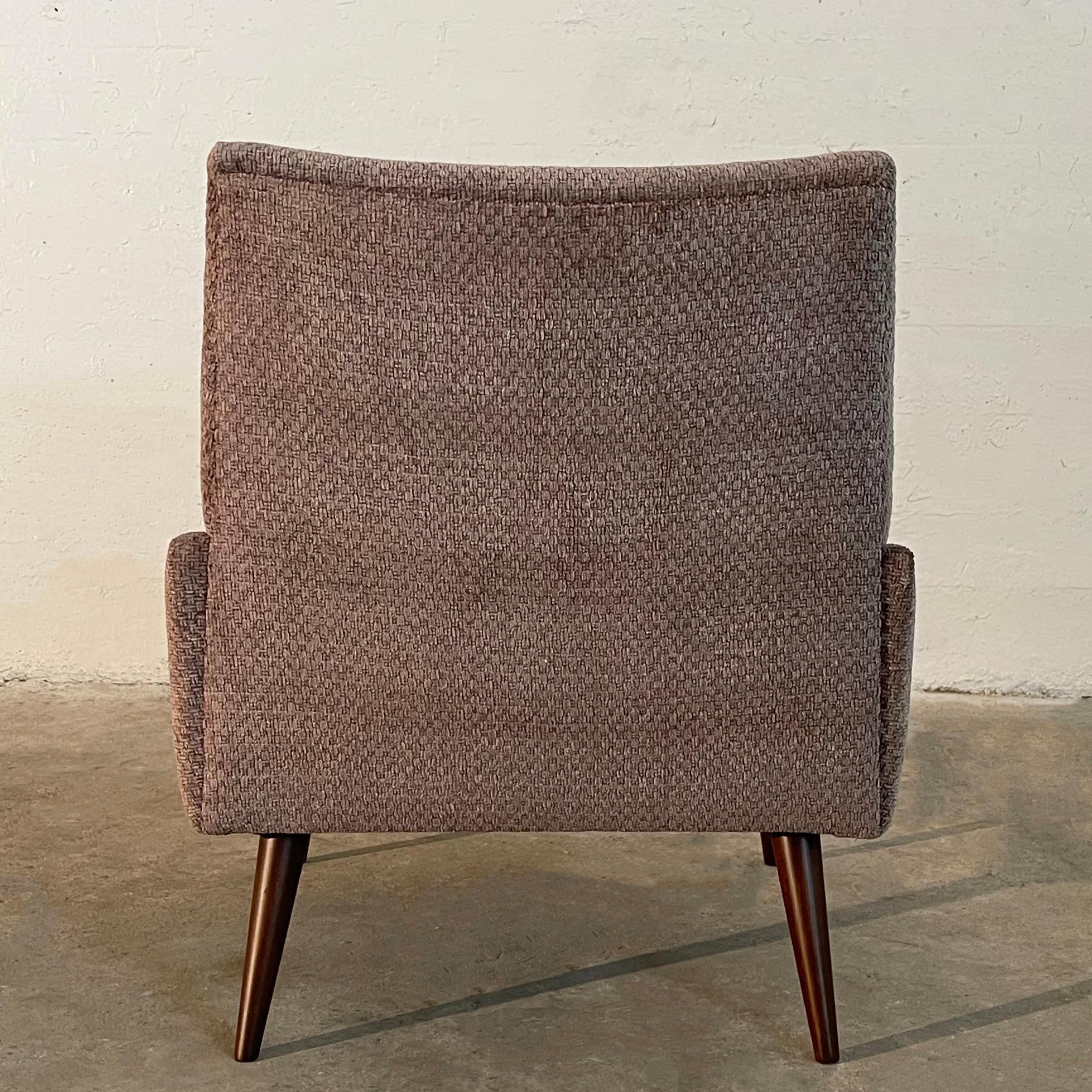 Mid-Century Modern Upholstered  Walnut Slipper Chair By Kroehler For Sale 2