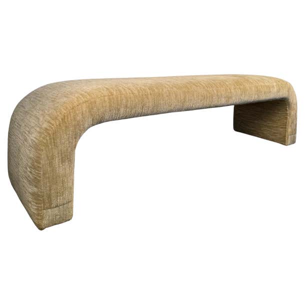 Waterfall Style Bench Mid-Century Modern Upholstered Waterfall Bench For Sale at 1stDibs