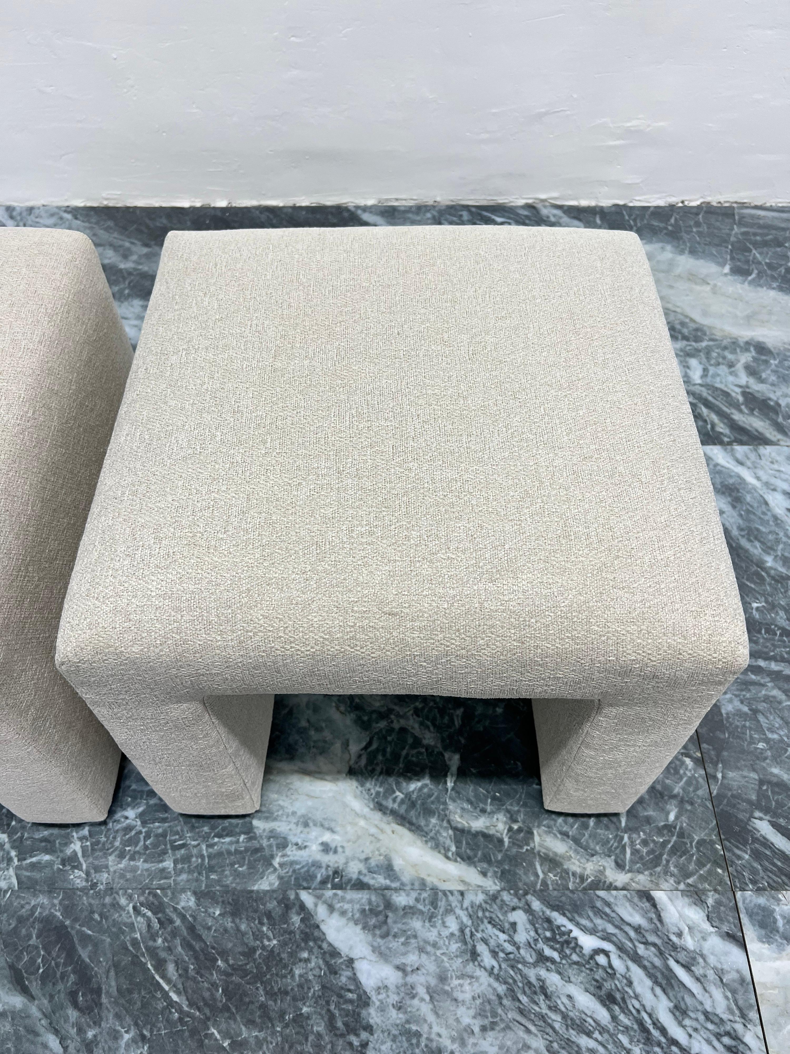 Mid-Century Modern Upholstered Waterfall Stools or Benches, 1970s, a Pair For Sale 4