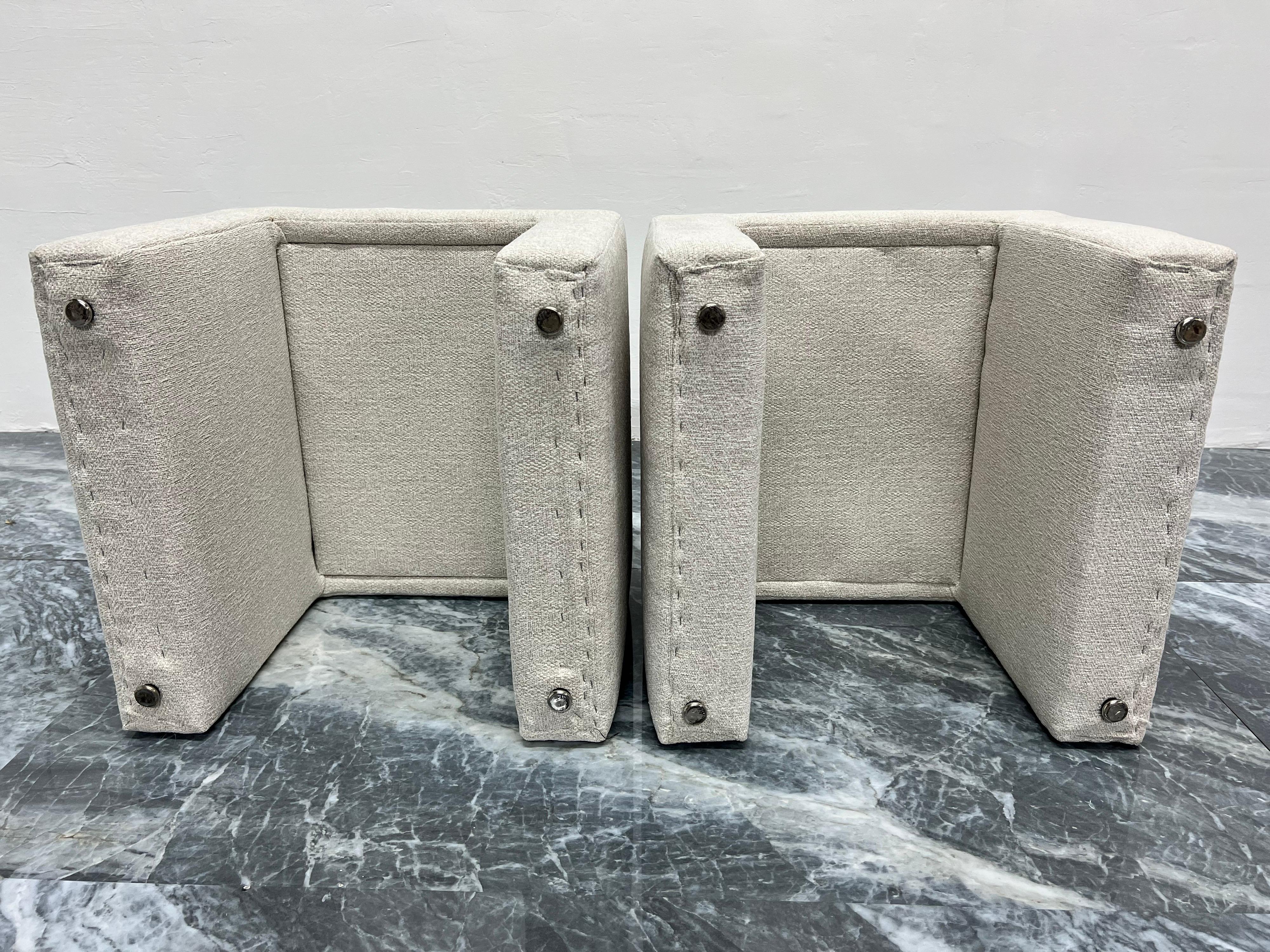 Mid-Century Modern Upholstered Waterfall Stools or Benches, 1970s, a Pair For Sale 6