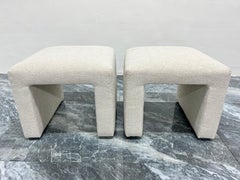 Mid-Century Modern Upholstered Waterfall Stools or Benches, 1970s, a Pair