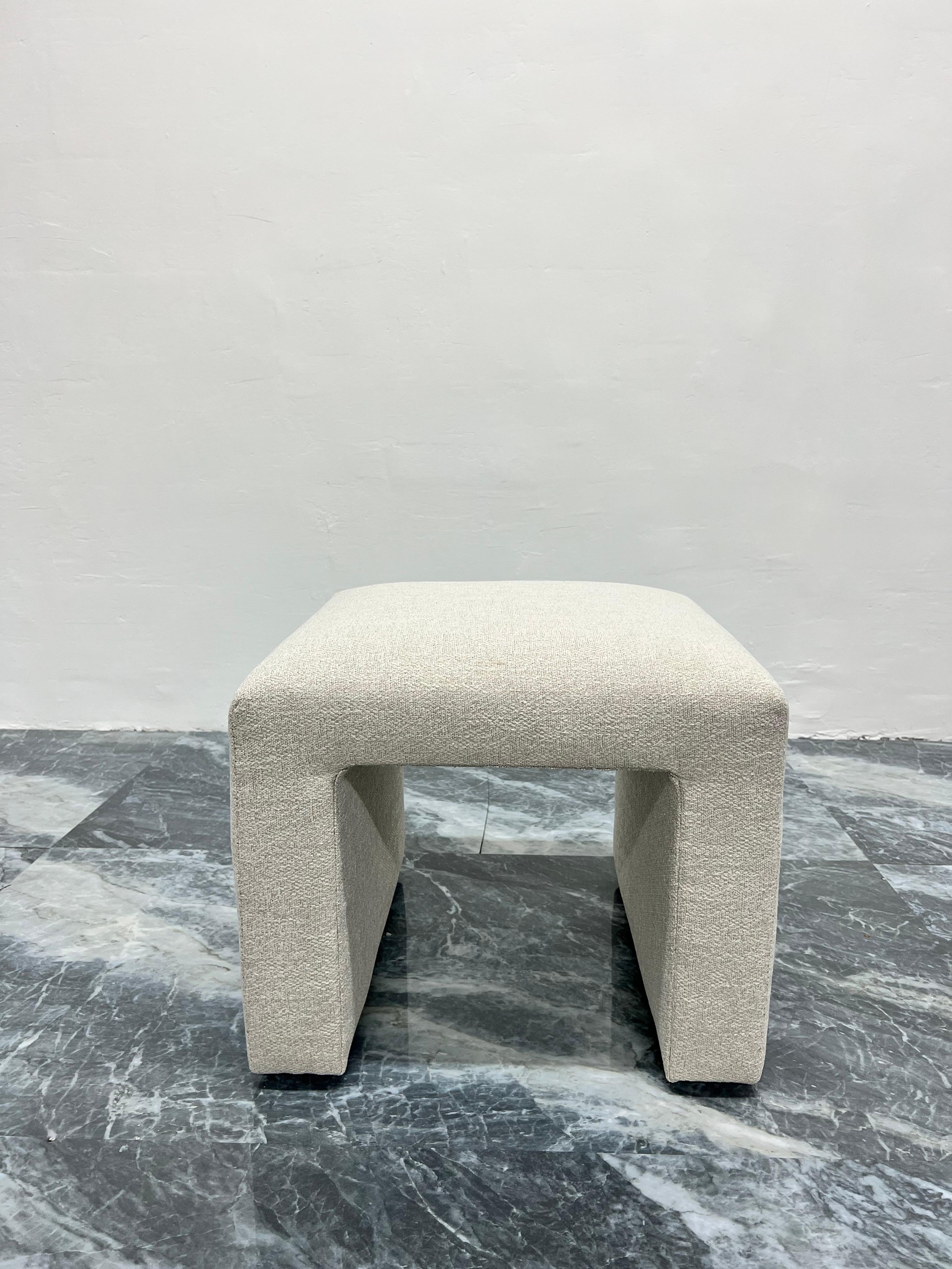 Mid-Century Modern Upholstered Waterfall Stools or Benches, 1970s, a Pair For Sale 1