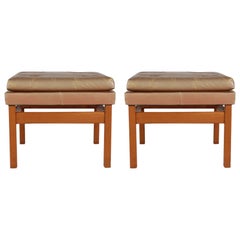 Mid-Century Modern Upholstered and Wood Bench Set by Milo Baughman Thayer Coggin