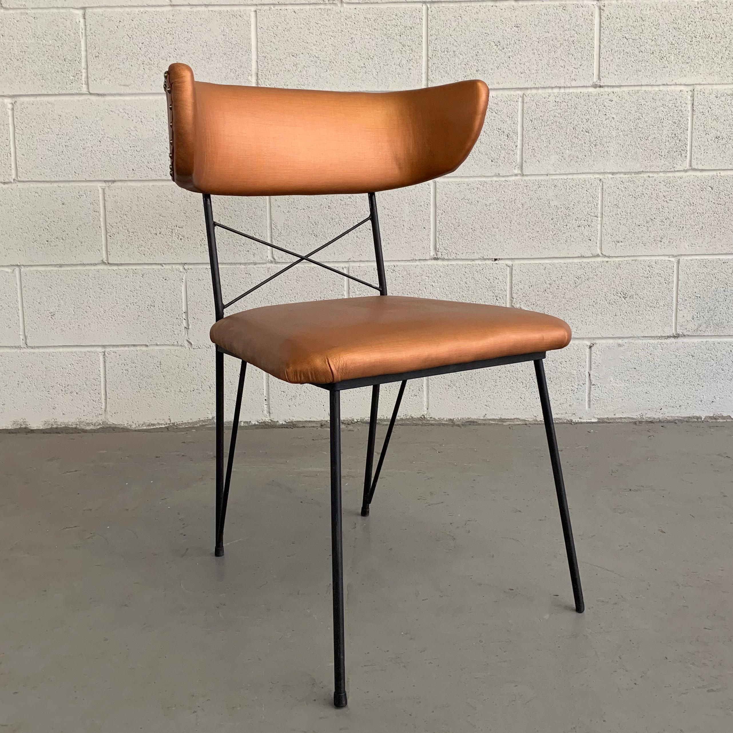 20th Century Mid-Century Modern Upholstered Wrought Iron Side Chair