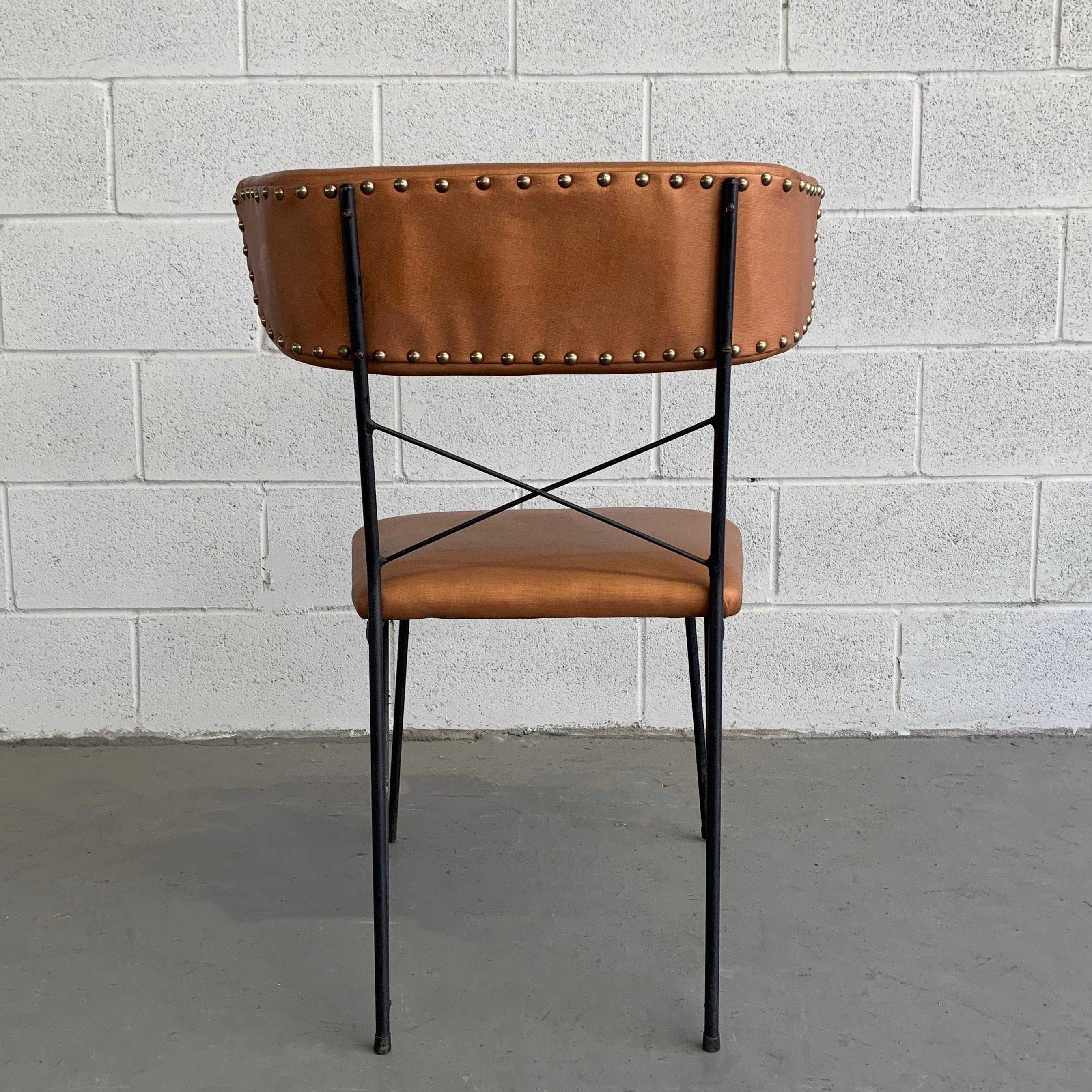 Mid-Century Modern Upholstered Wrought Iron Side Chair 1