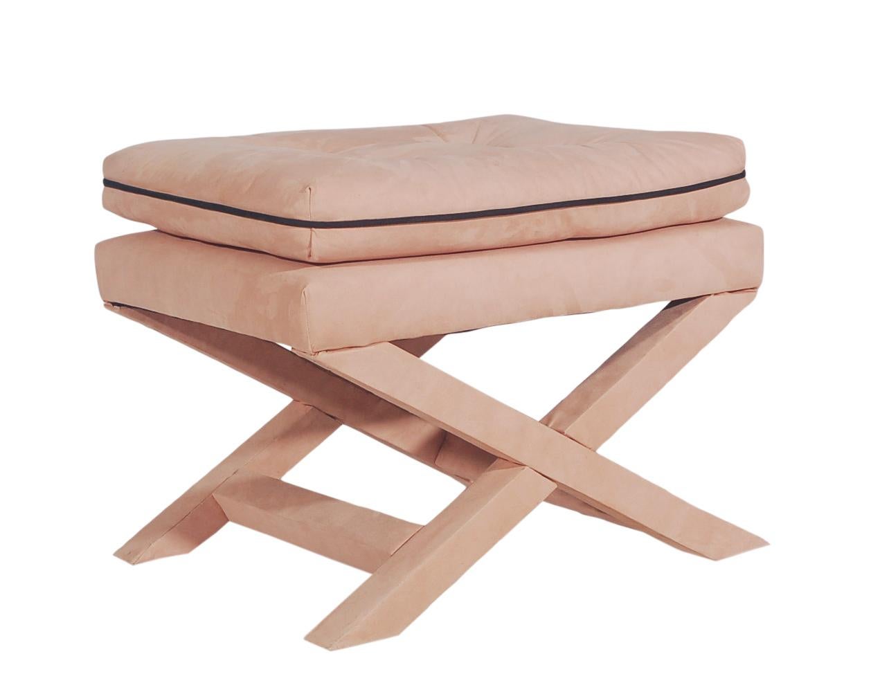 upholstered x bench ottoman