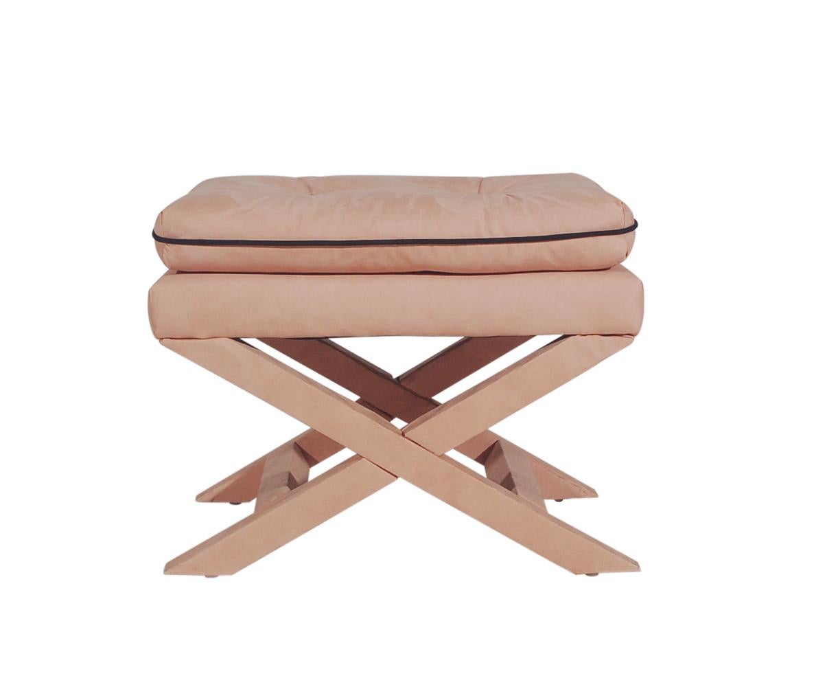 Mid-Century Modern Upholstered X Bench Set or Ottoman Set by Billy Baldwin In Good Condition In Philadelphia, PA