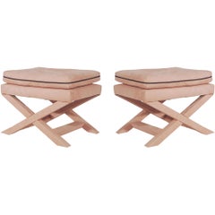 Mid-Century Modern Upholstered X Bench Set or Ottoman Set by Billy Baldwin