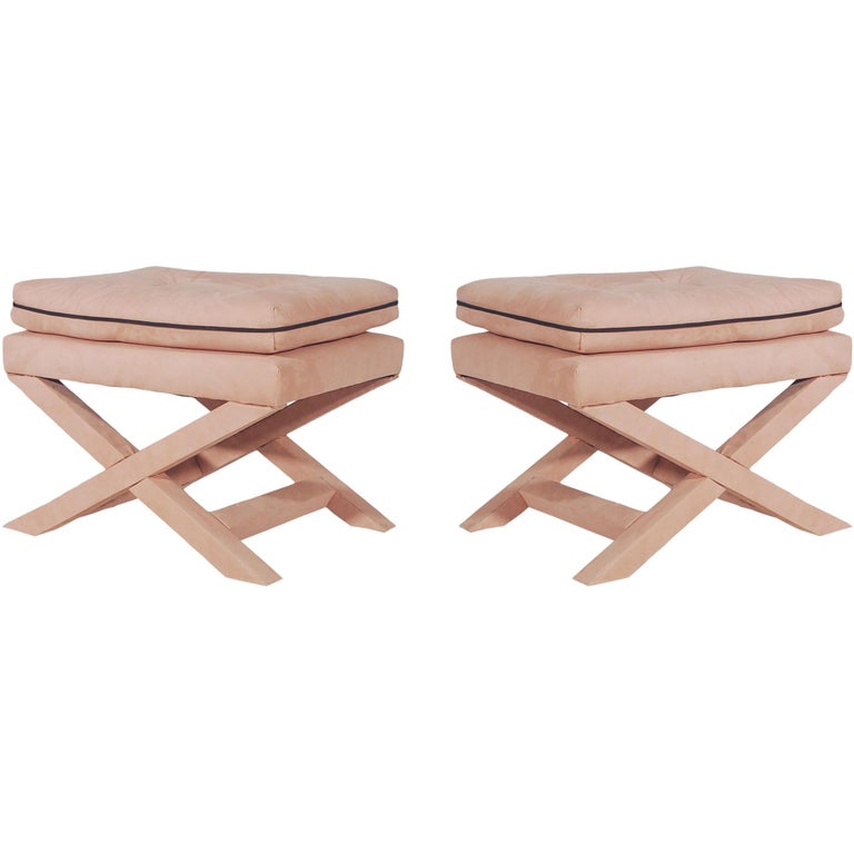 Mid Century Modern Upholstered X Bench Set Or Ottoman Set By Billy Baldwin At 1stdibs