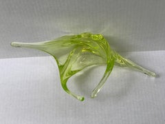 Mid-Century Modern Val St Lambert Asymmetrical Uranium Glass Bowl, Belgium 1950s