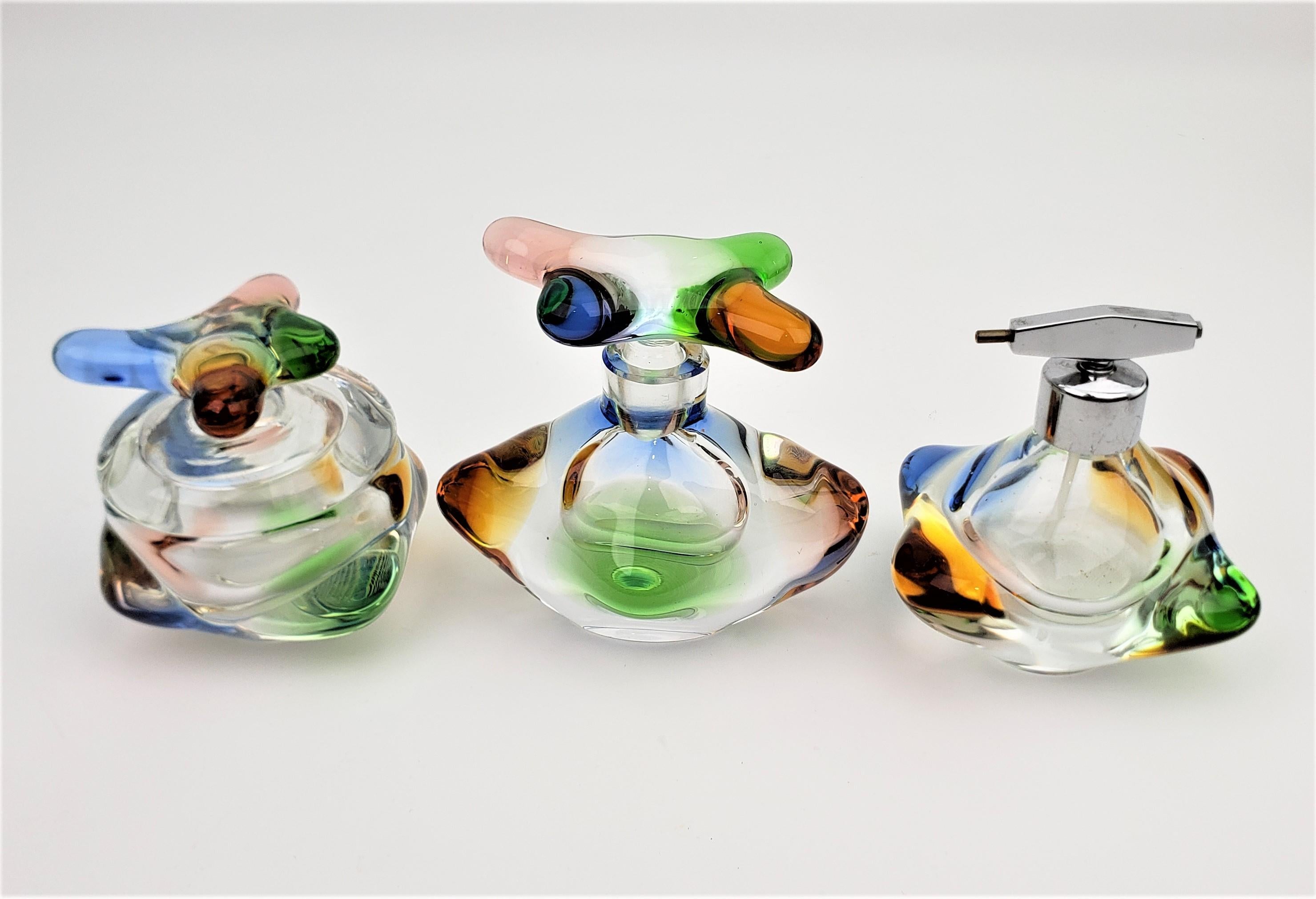Mid-Century Modern Val St. Lambert Styled Freeform Art Glass Dresser Set For Sale 4