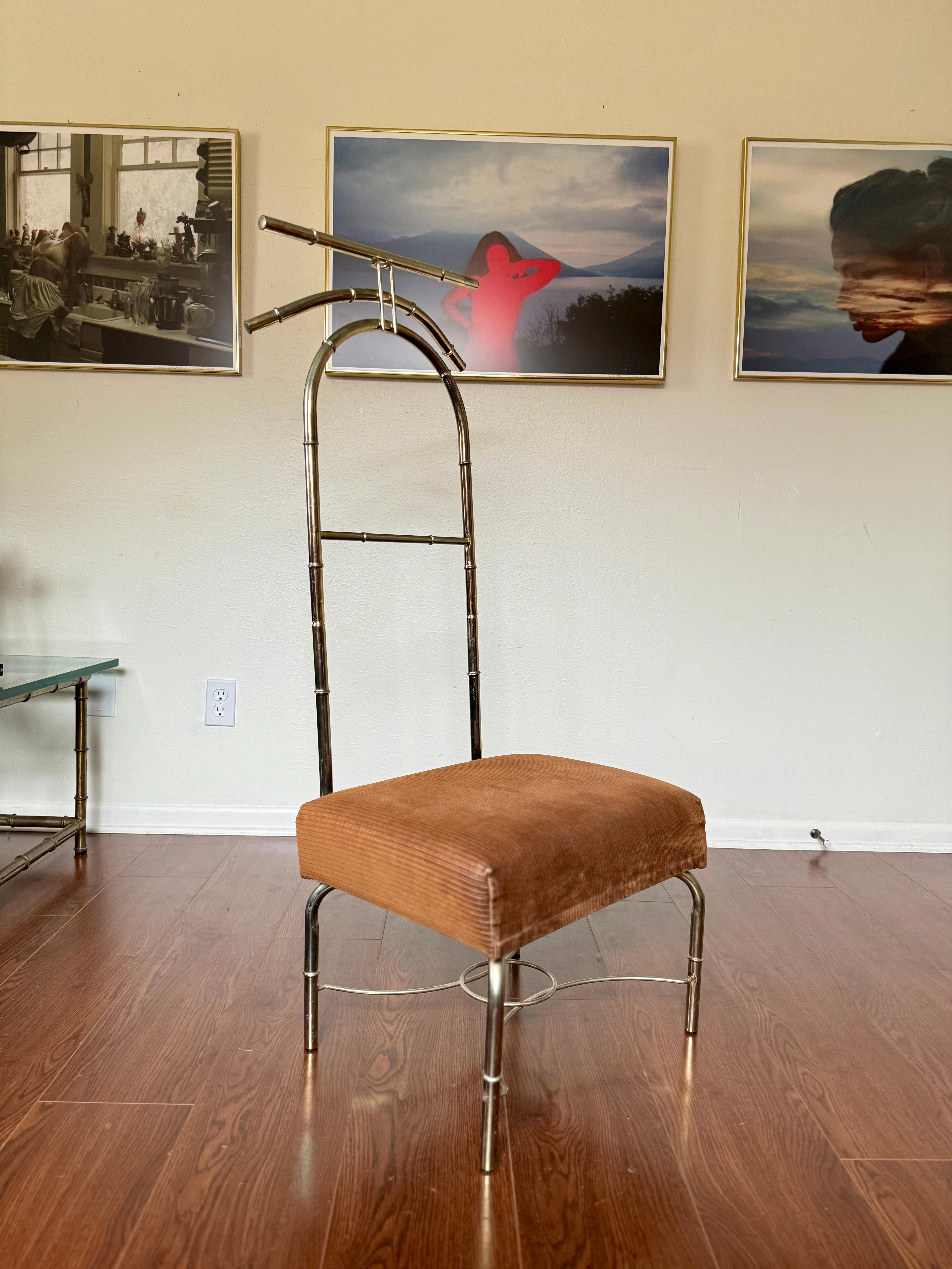 Mid-20th Century Mid century modern valet chair with faux bamboo brass frame
