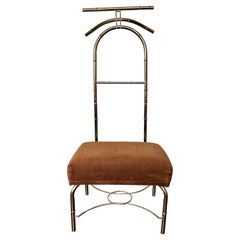 Mid century modern valet chair with faux bamboo brass frame