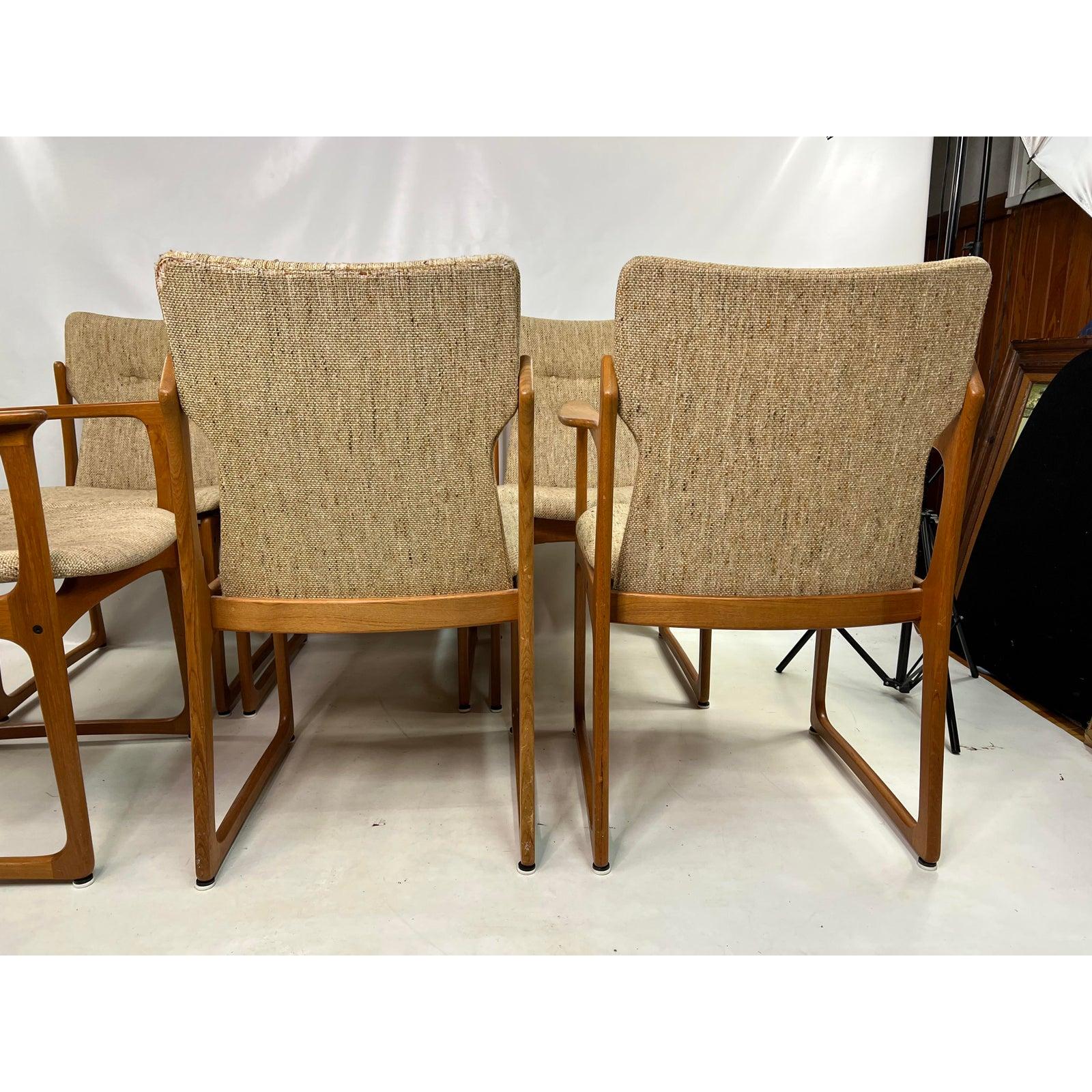 Fabric Mid-Century Modern Vamdrup Stolefabrik Teak Dining Chairs, Set of 6