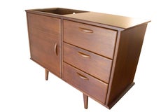 Mid-Century Modern Vanity Cabinet in Solid African Teak Wood, Handcrafted