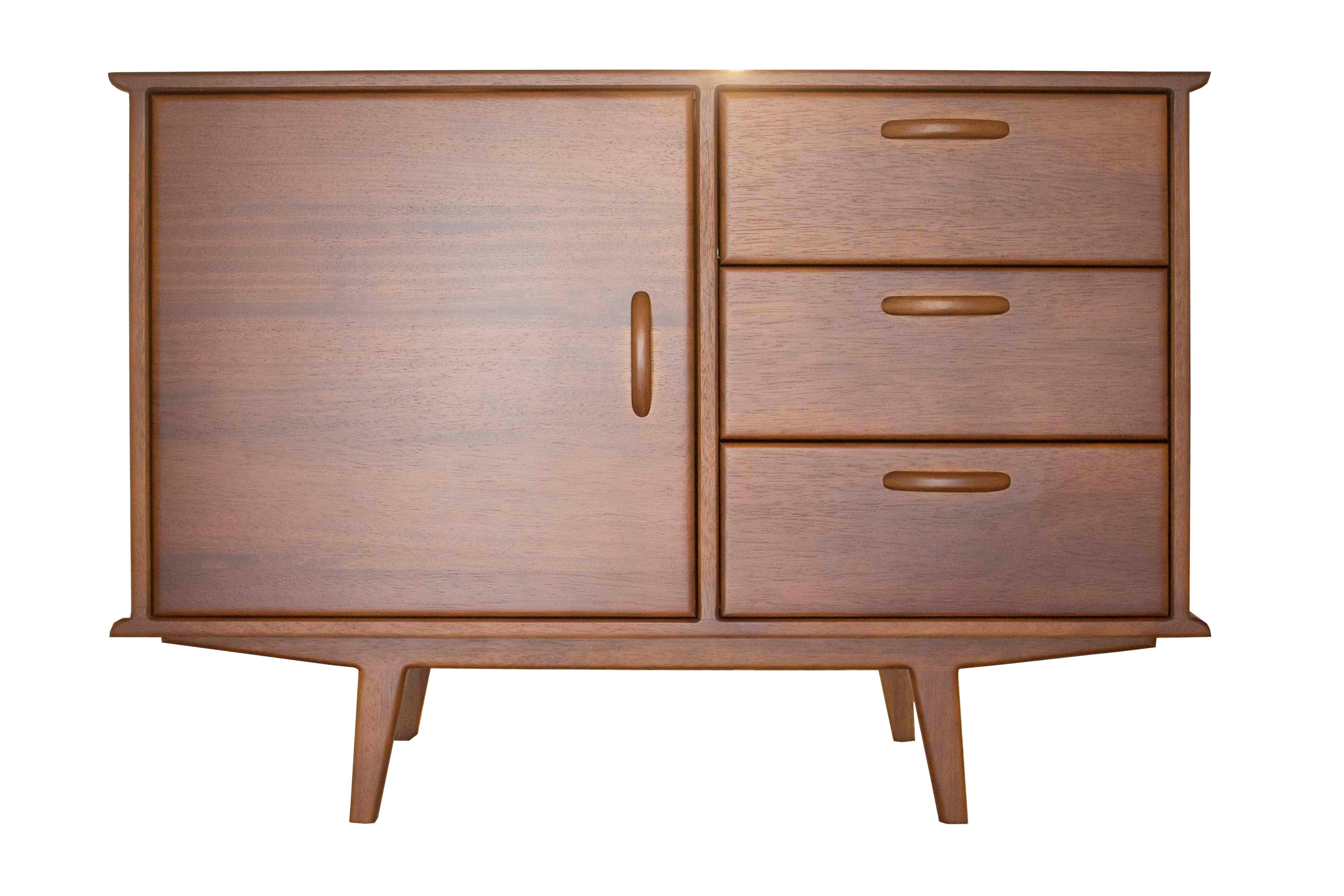 Spagnolo Mobile da toilette moderno di metà secolo in legno massiccio di teak africano, realizzato a mano in vendita